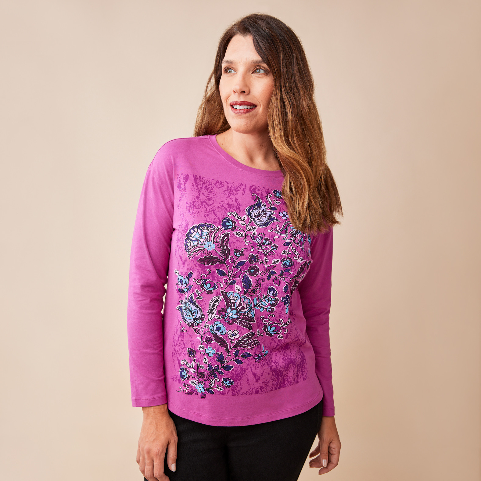 Comfort Fit Floral Etched Tee