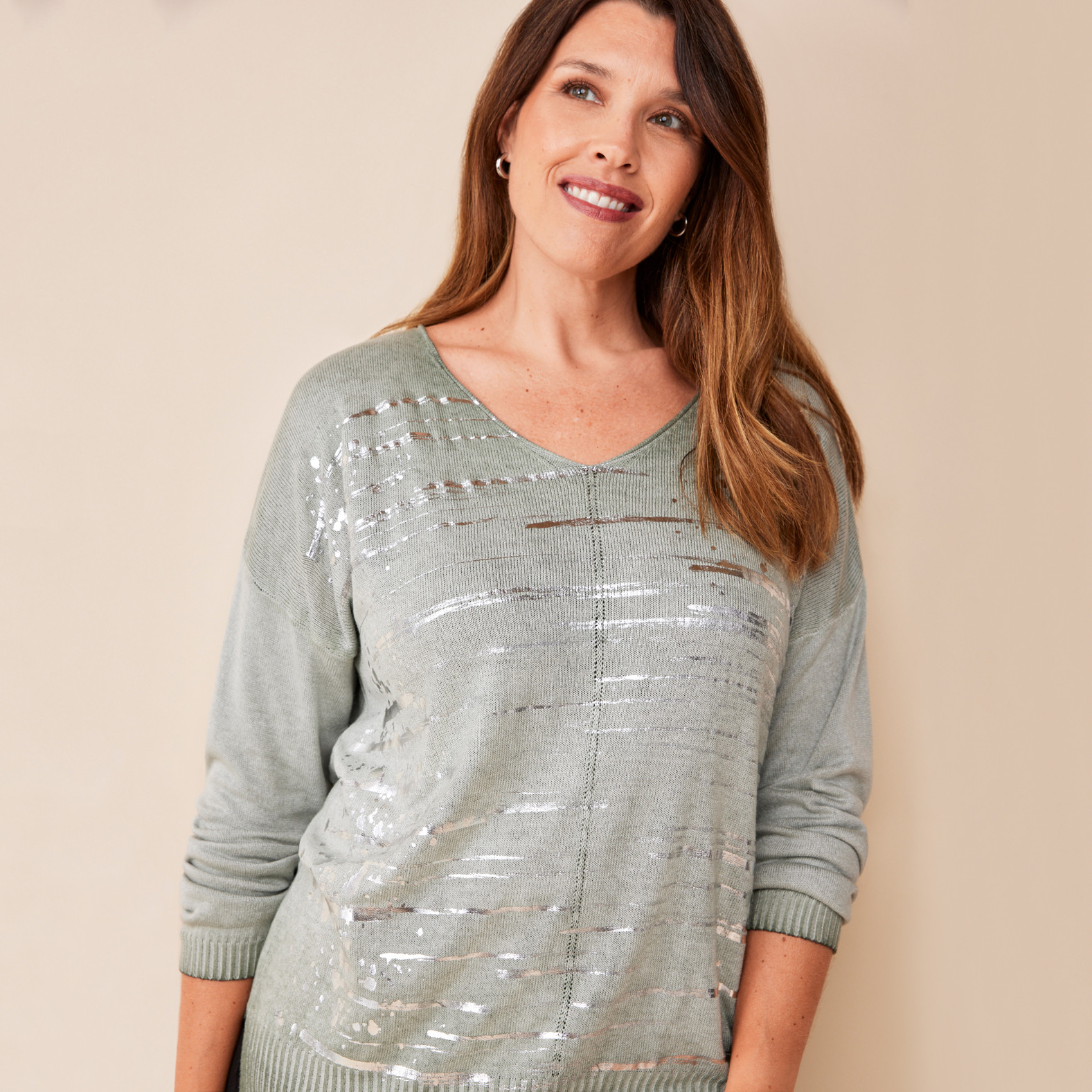 Foil Stripe Sweater Close Up