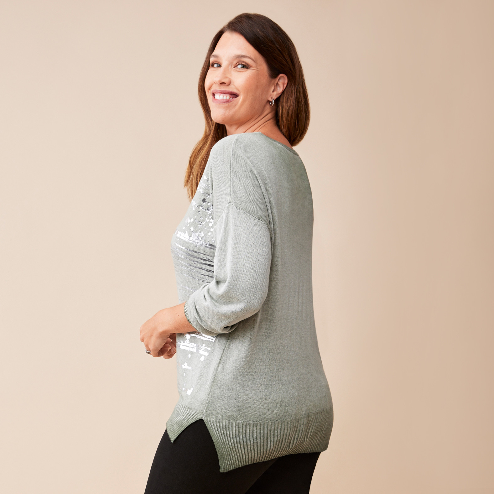 Foil Stripe Sweater Back View