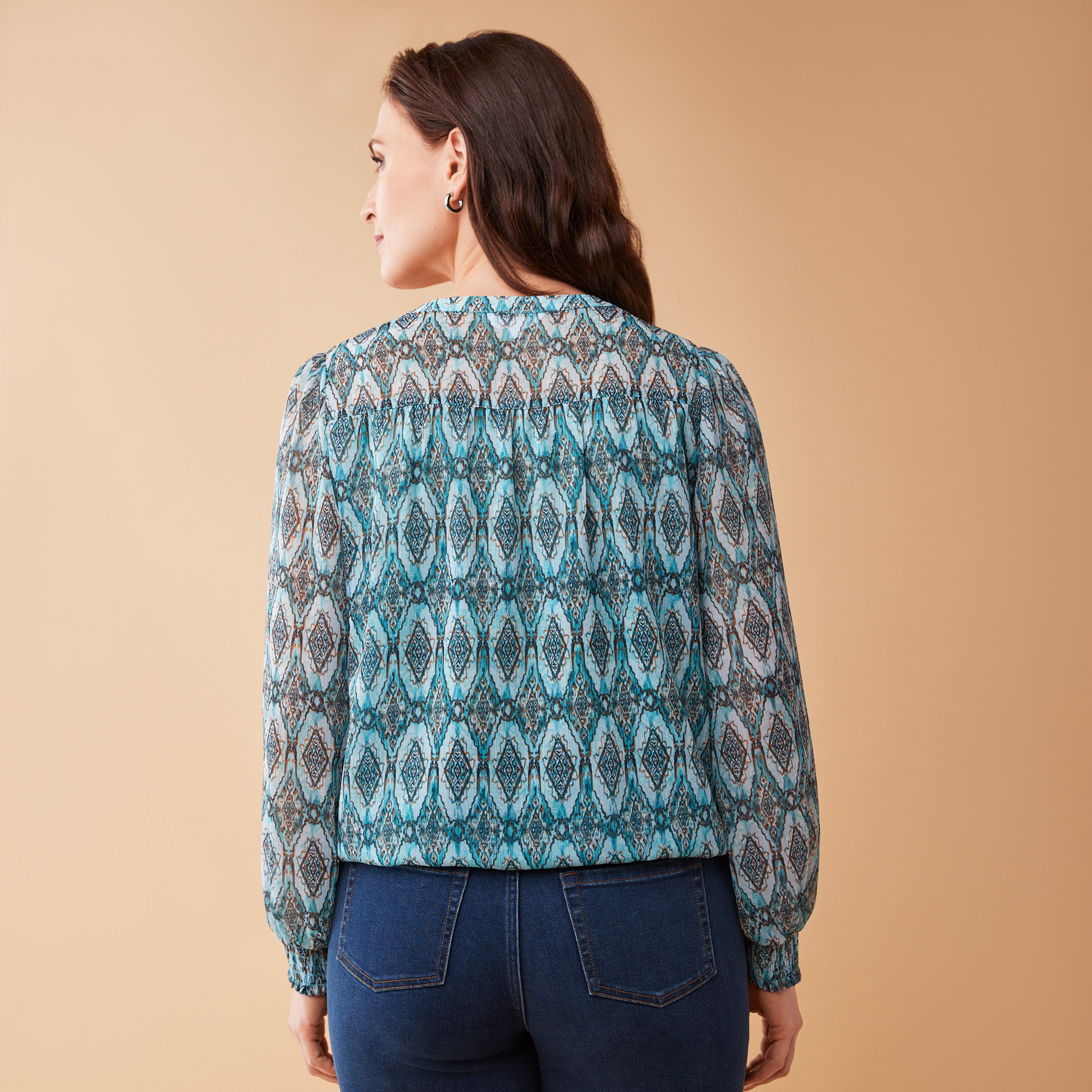 Long Sleeve Geometric Shirt Back View