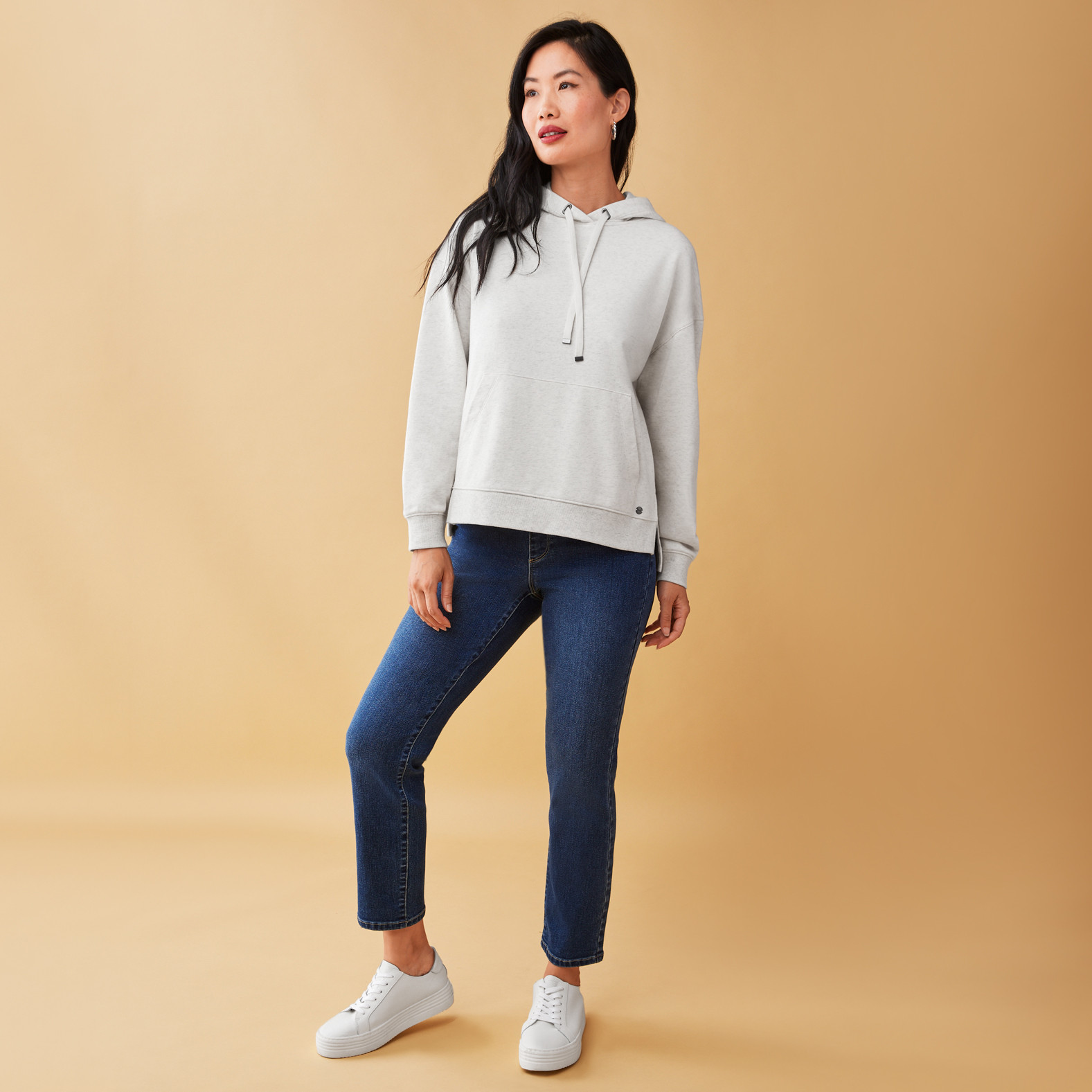 Marled Knit Hoodie Full Body