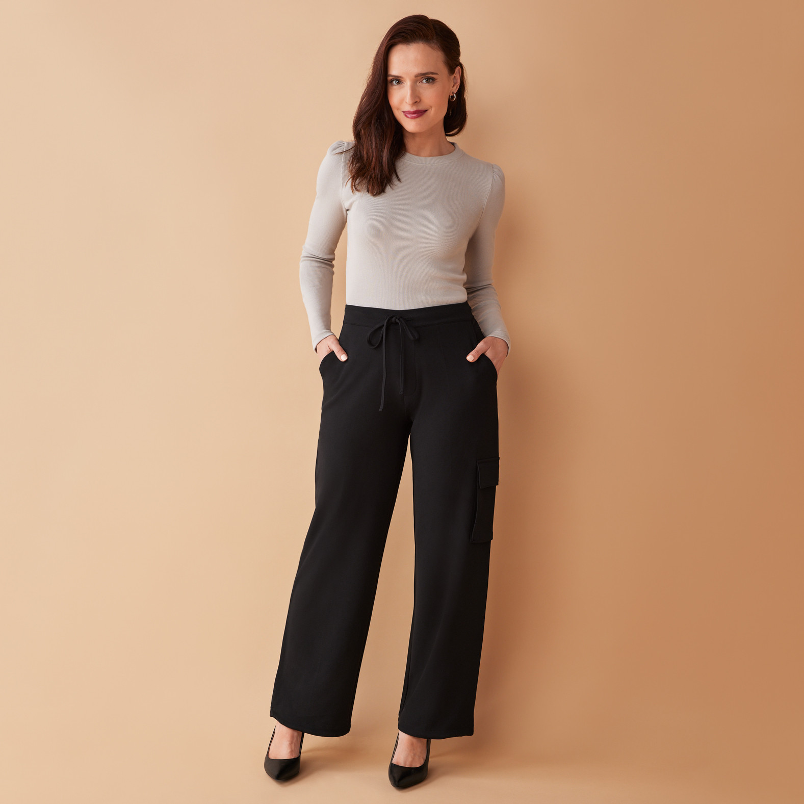 Puff Shoulder Ribbed Top Full Body
