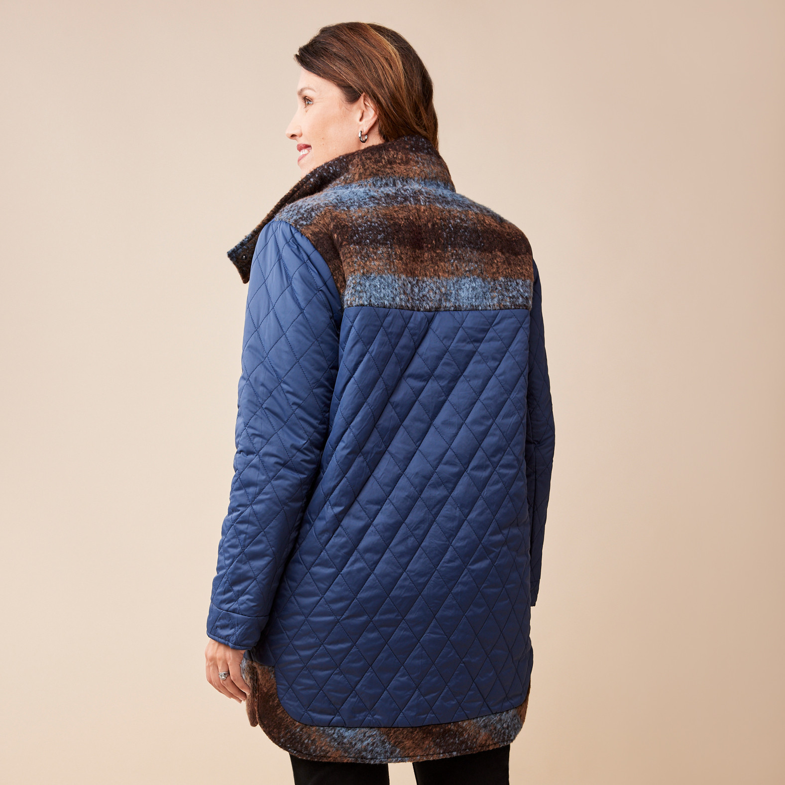 Reversible Plaid and Quilt Jacket Back View