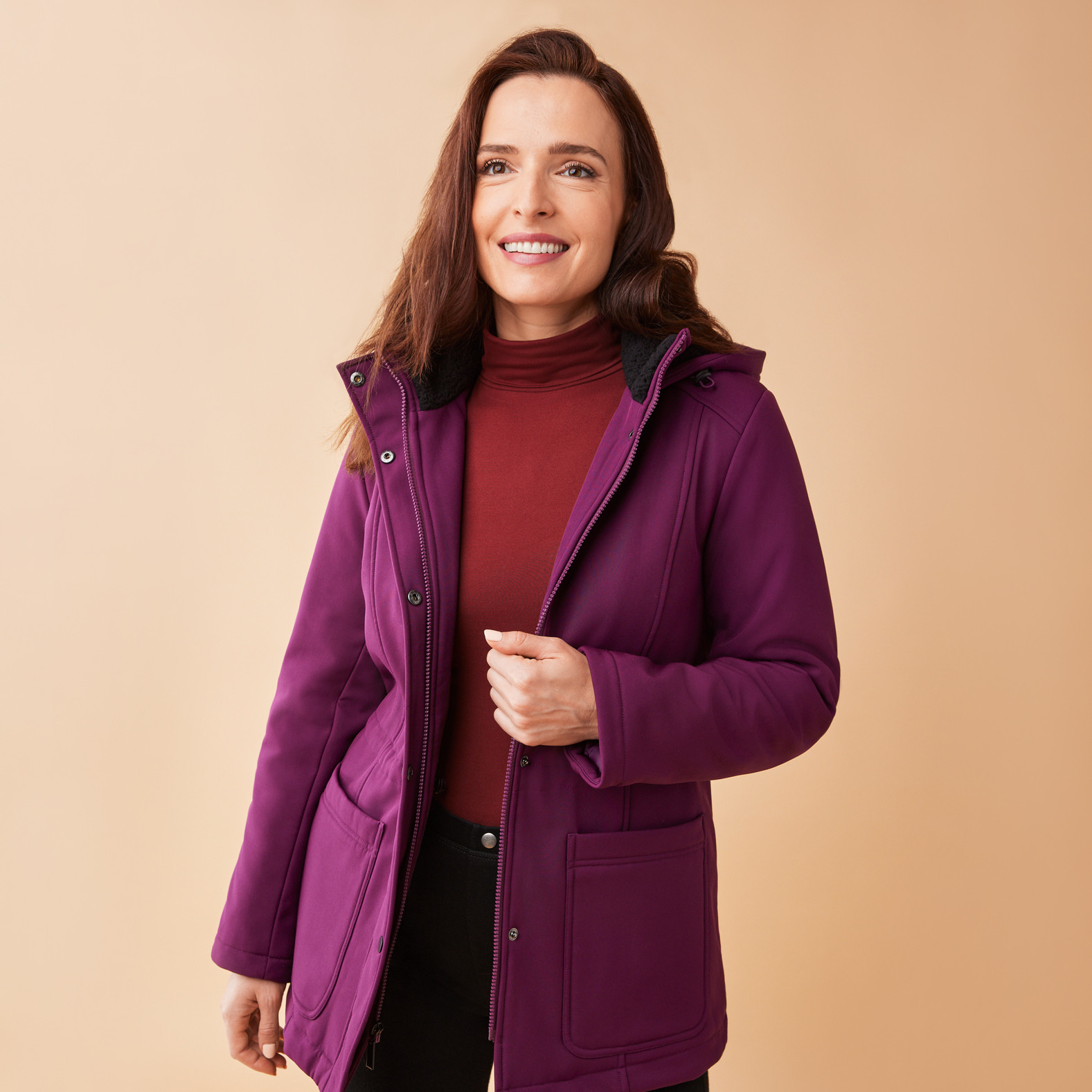 Soft Shell Sherpa Jacket Unzipped