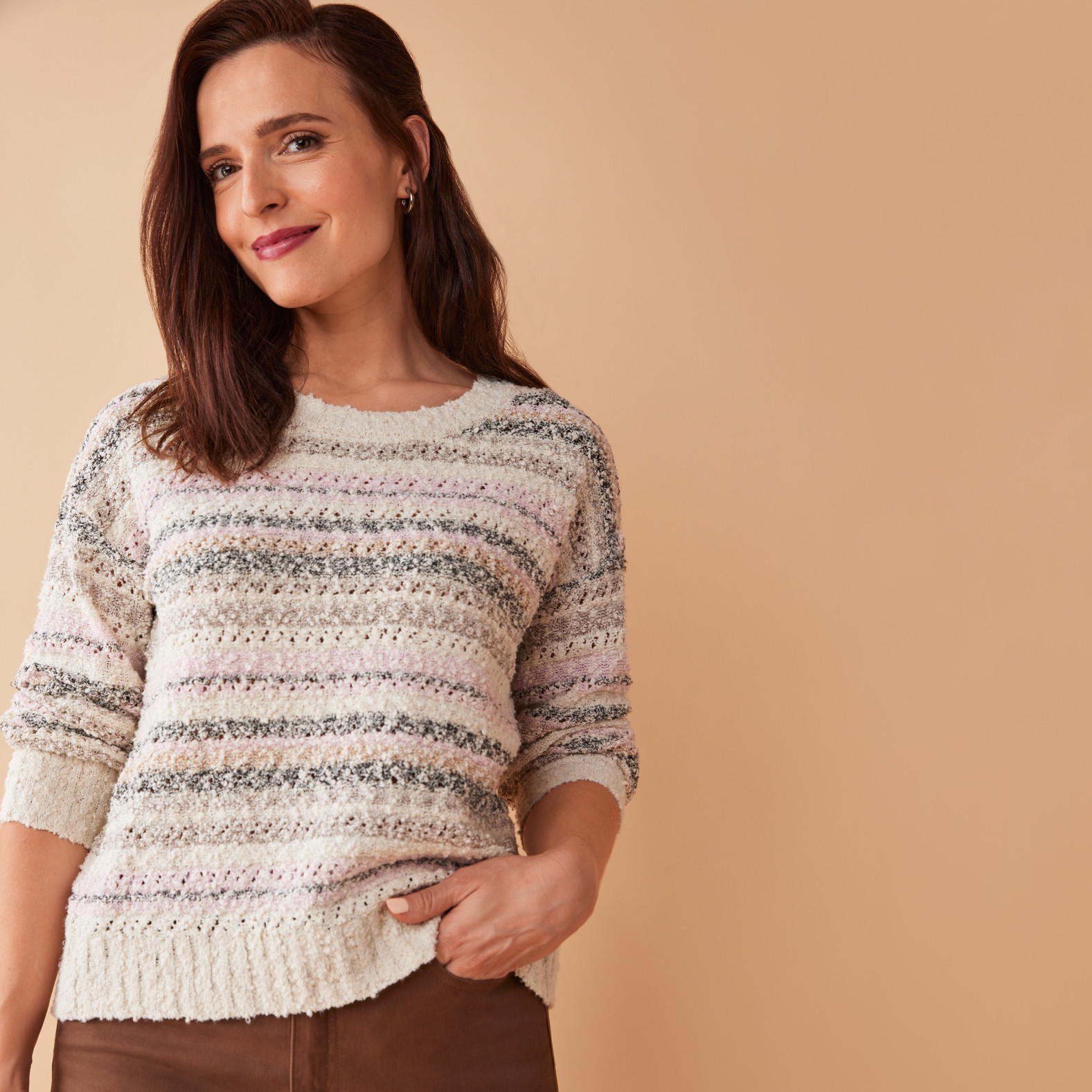 Striped Crewneck Knit Sweater