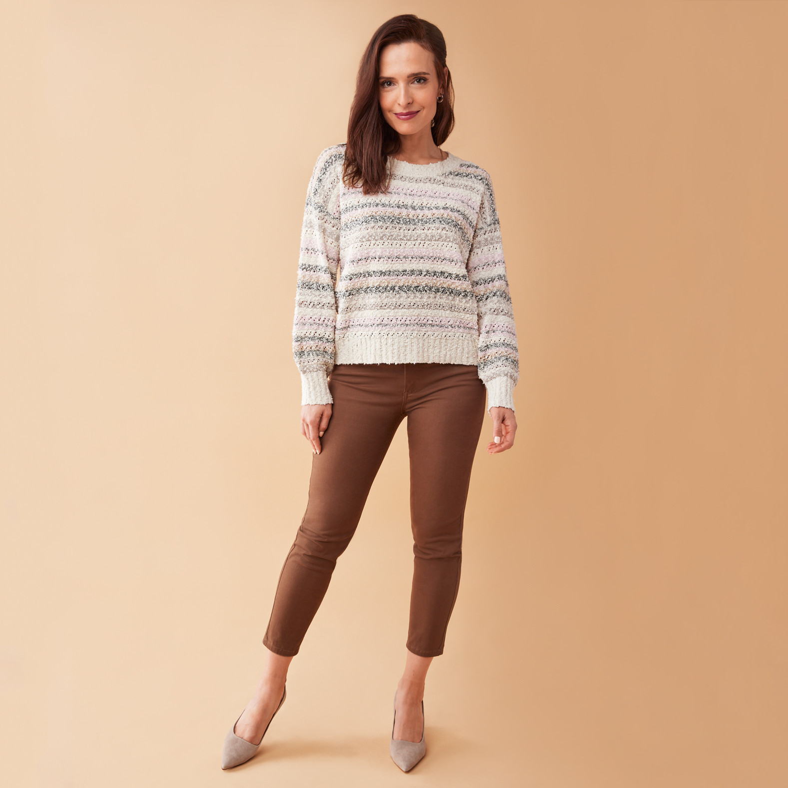 Striped Crewneck Knit Sweater