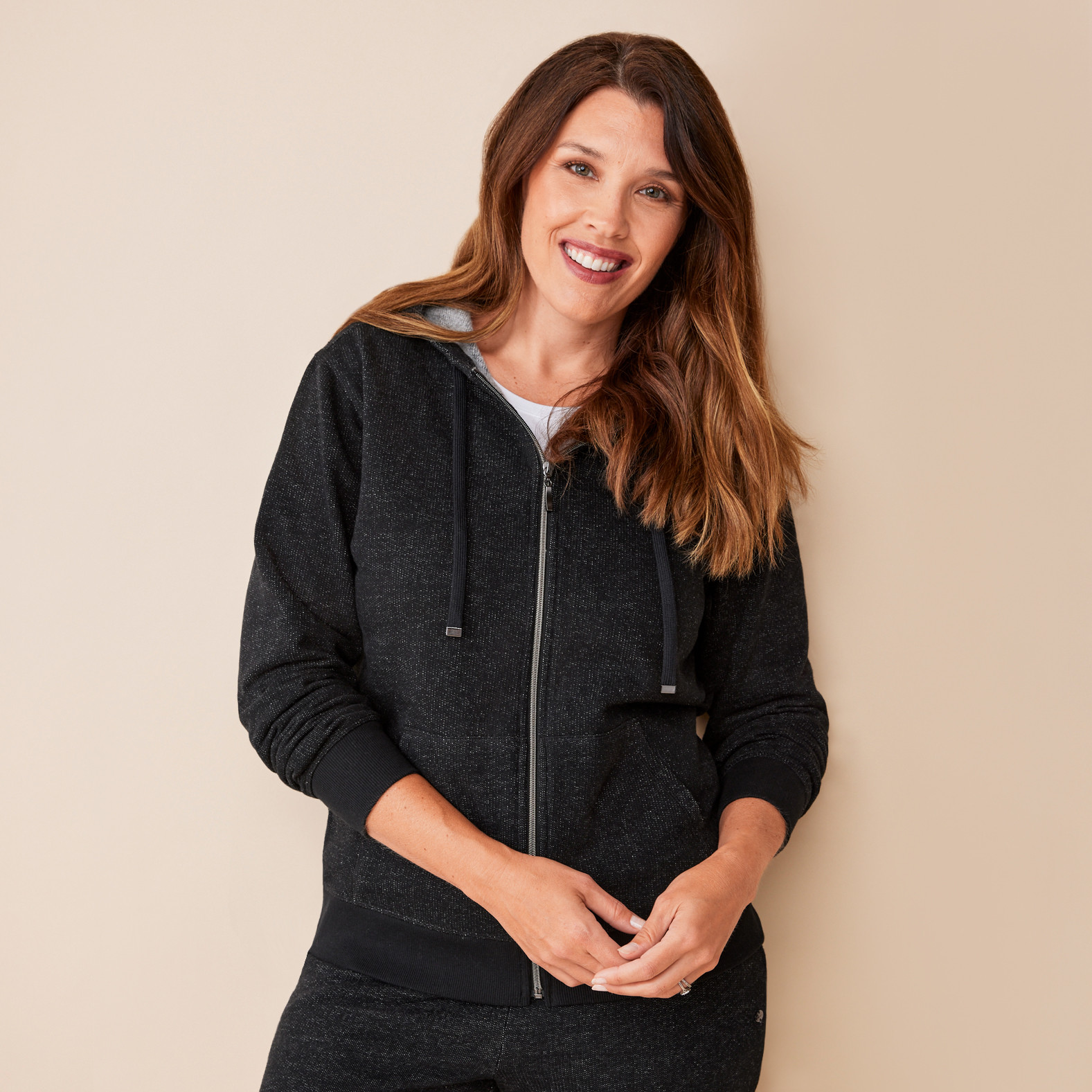 Textured Zip Up Hoodie