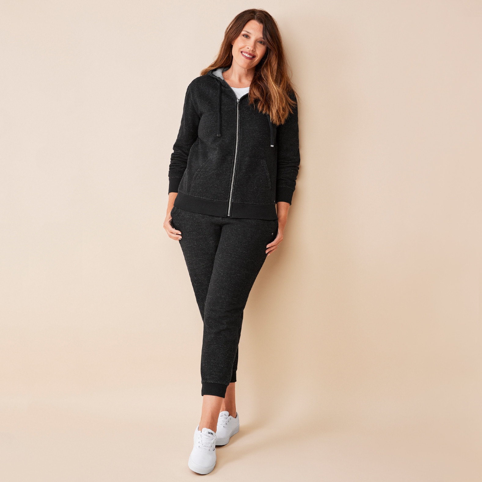 Textured Zip Up Hoodie Full Body