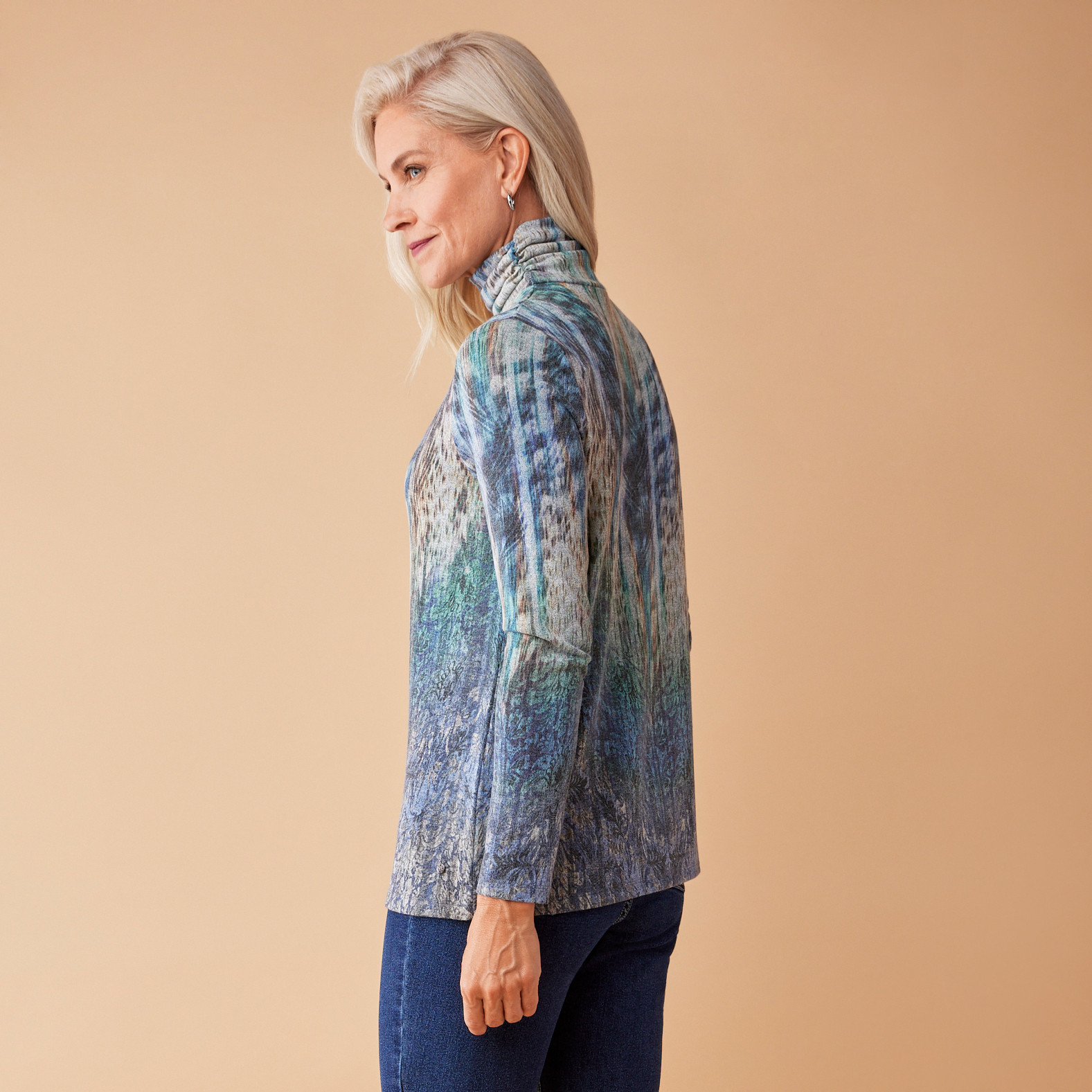Abstract Stripes Turtleneck Top Back View
