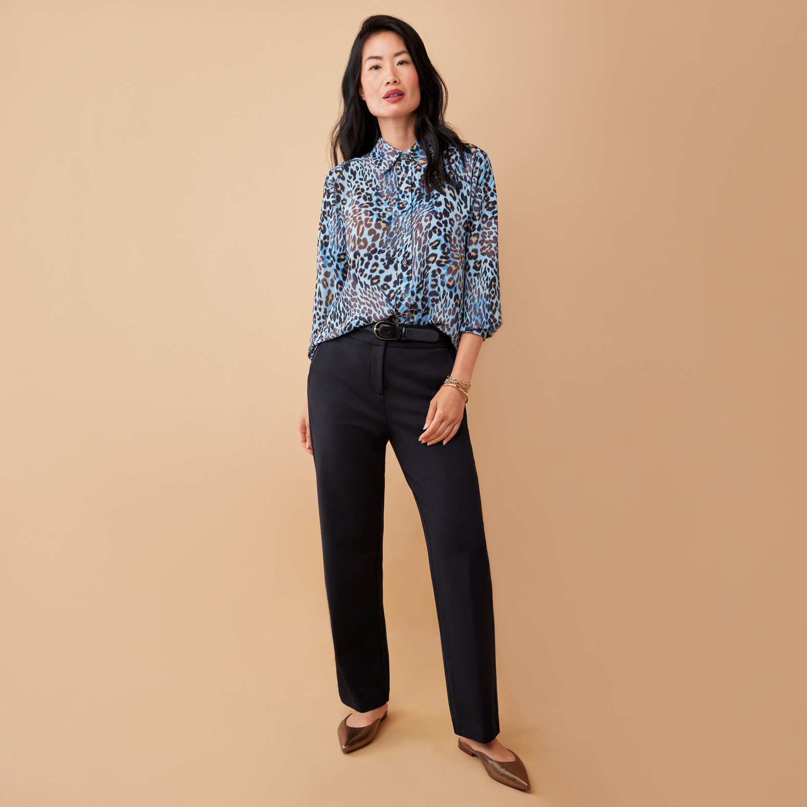 Animal Print Top with Buttons Full Body
