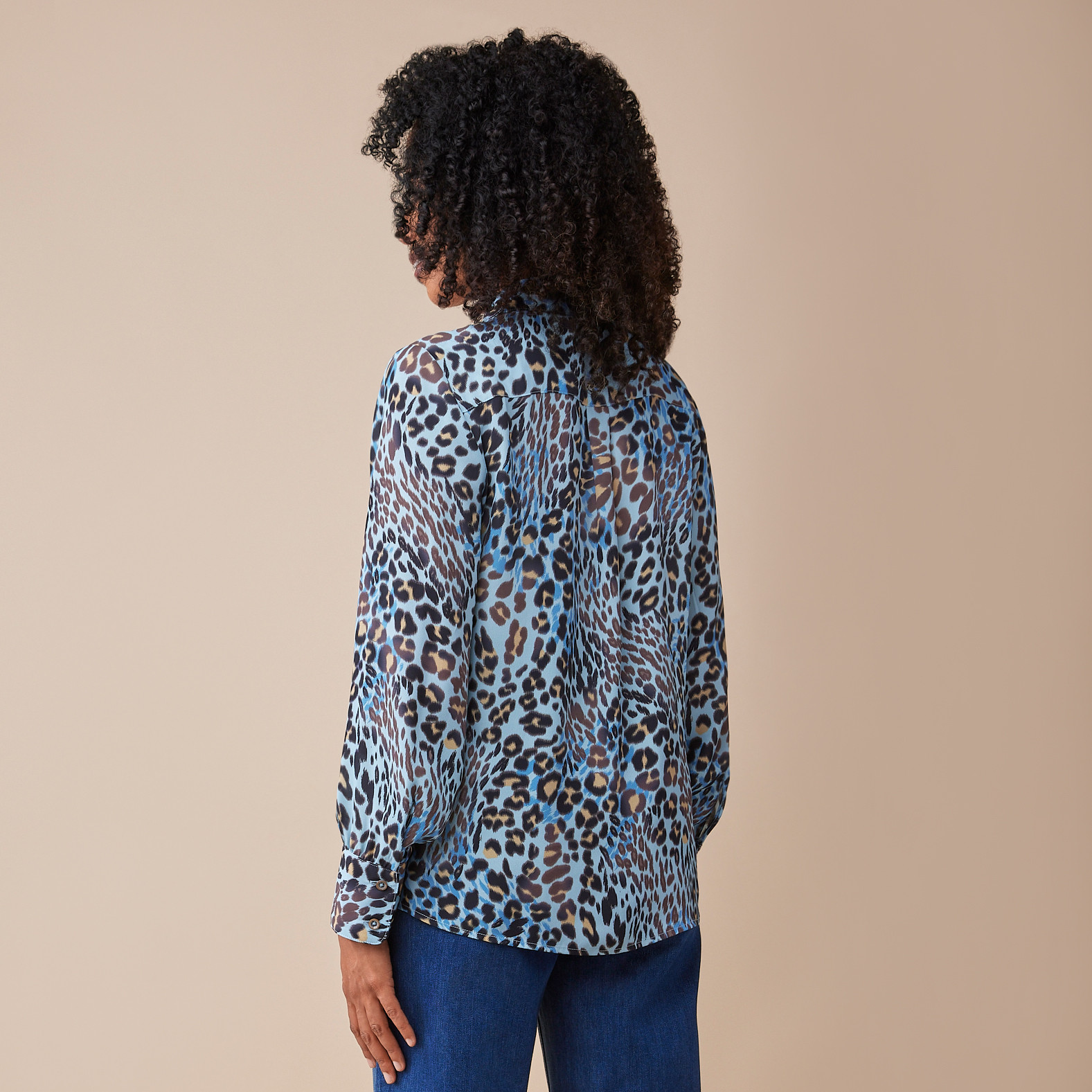 Animal Print Top with Buttons Back View