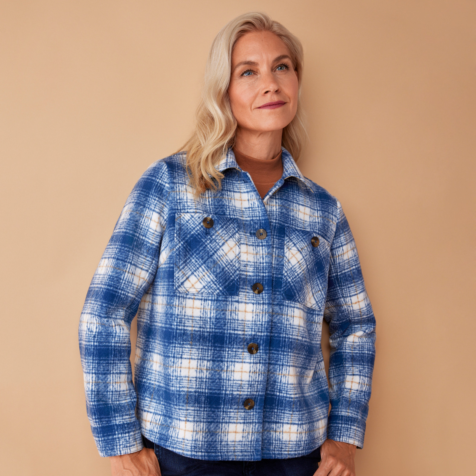 Petite - Blue Plaid Shacket