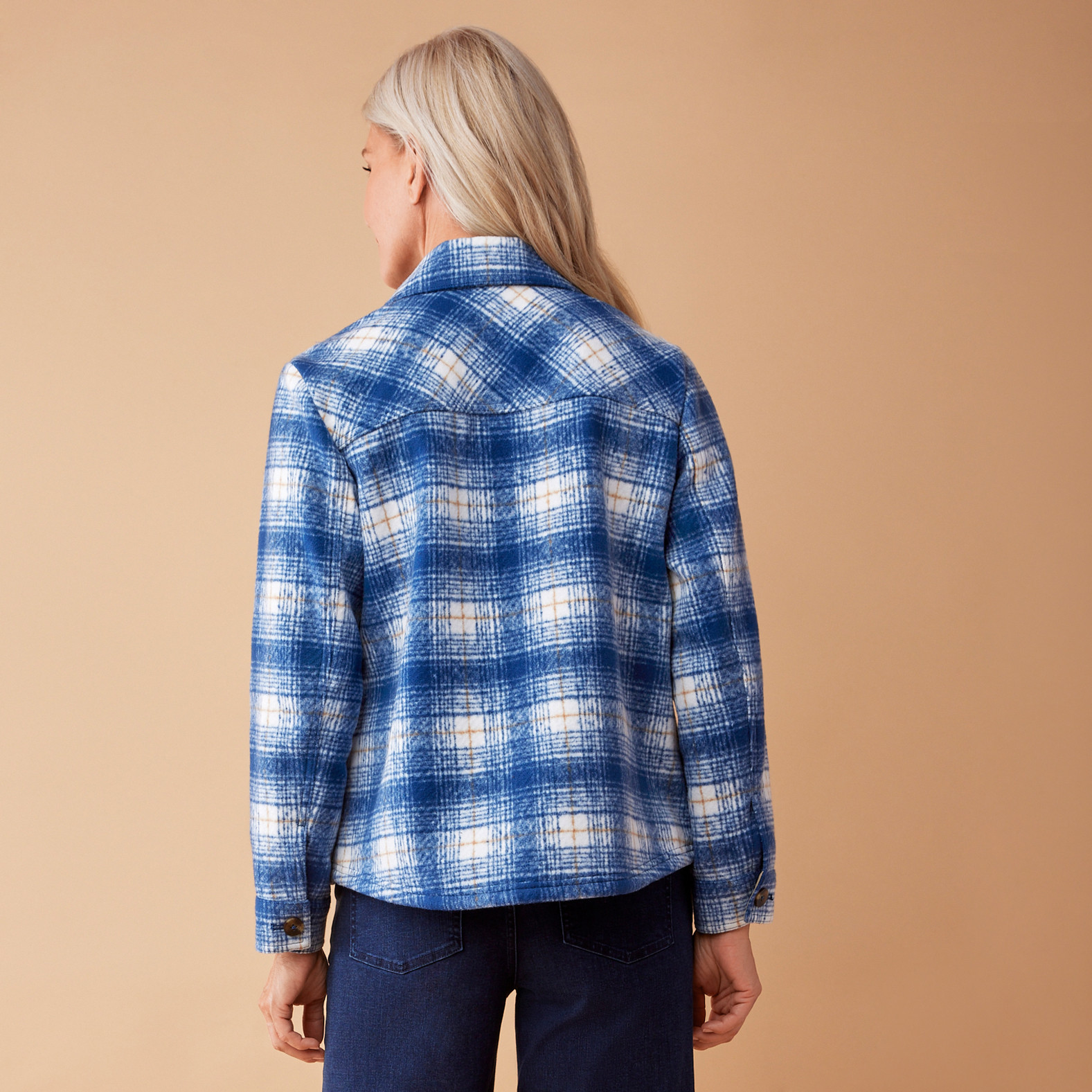 Boxy Plaid Shacket Back View