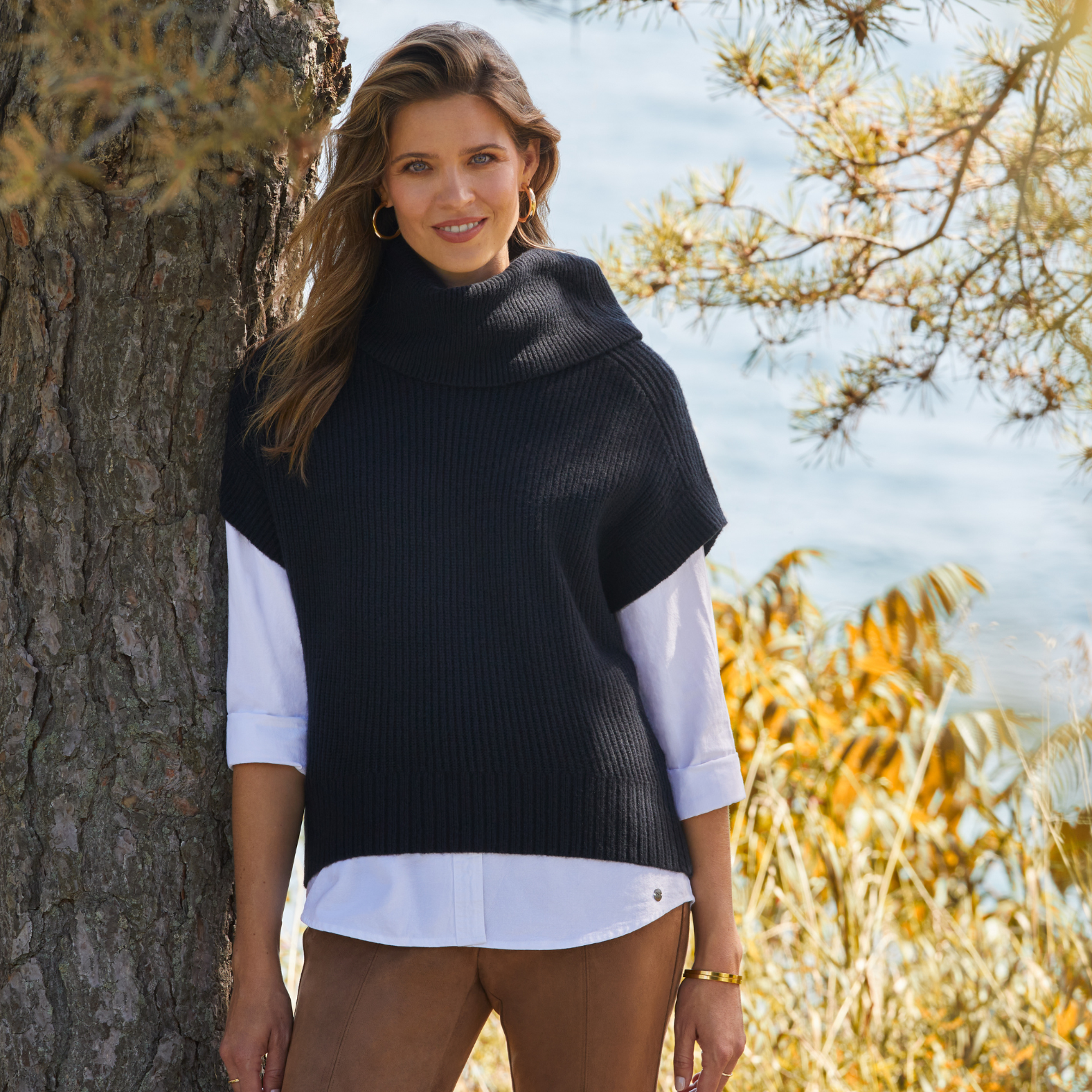 Cowl Neck Short Sleeve Sweater