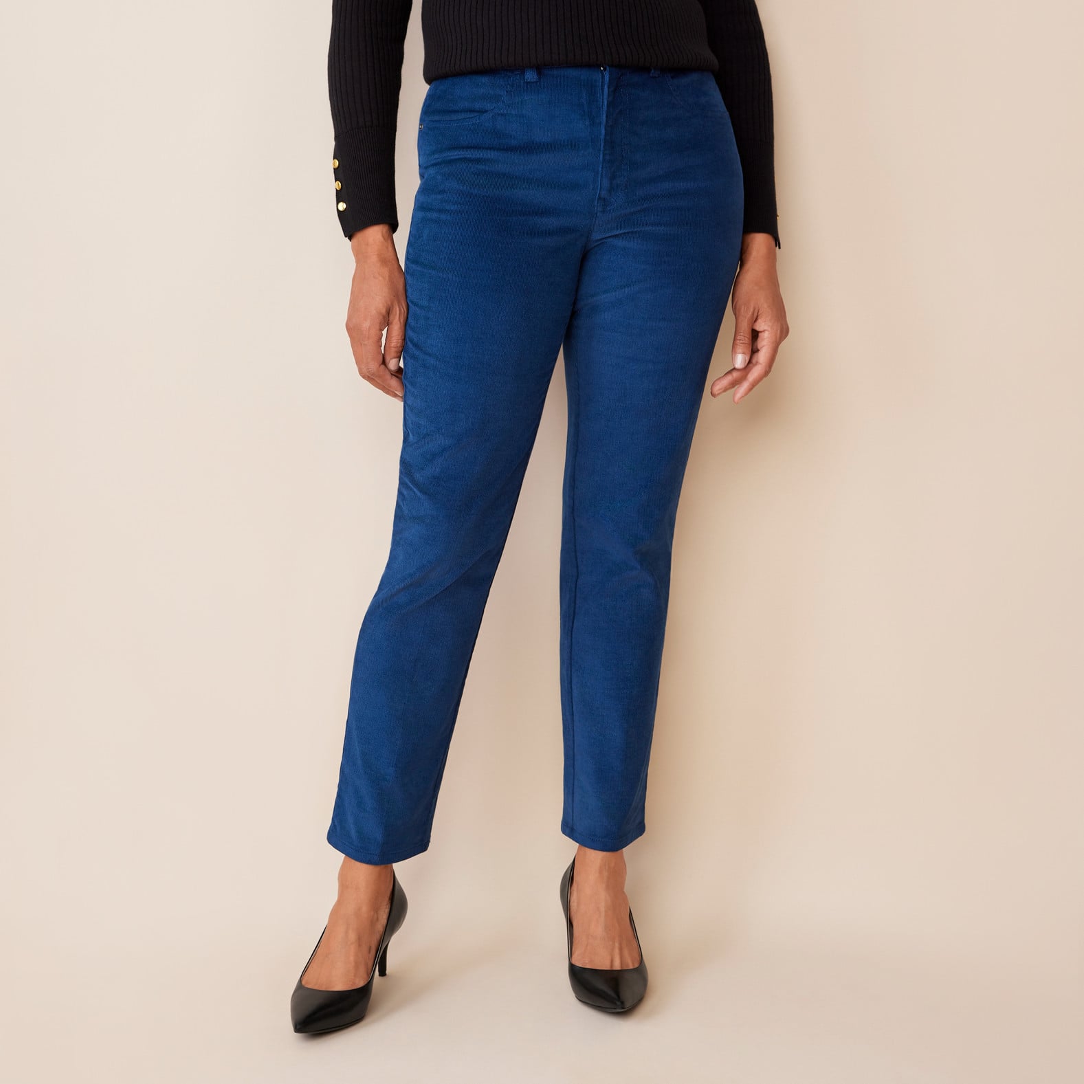 Essential Slim Corduroy Pants Half Body - Indigo Blue