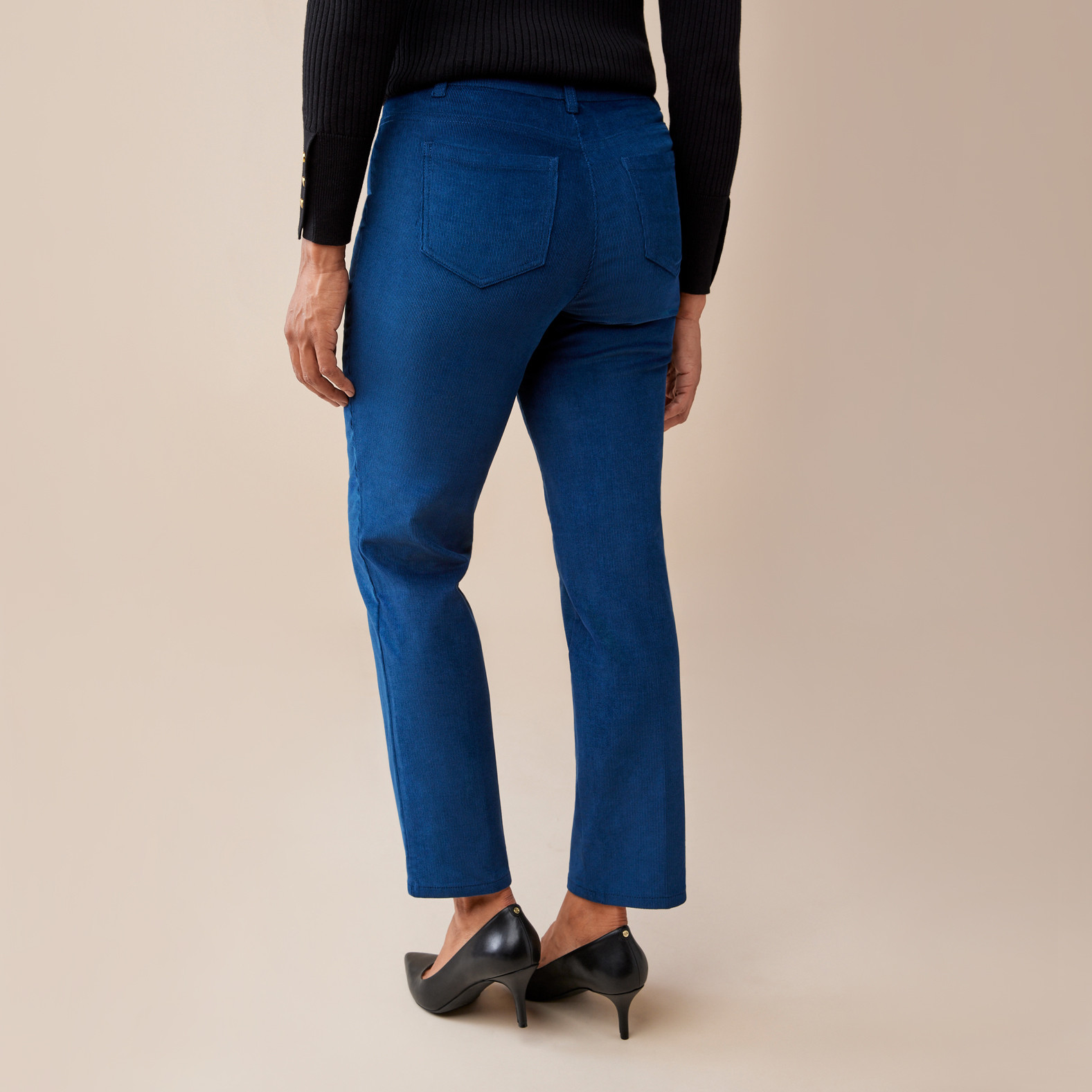 Essential Slim Corduroy Pants Back View - Indigo Blue