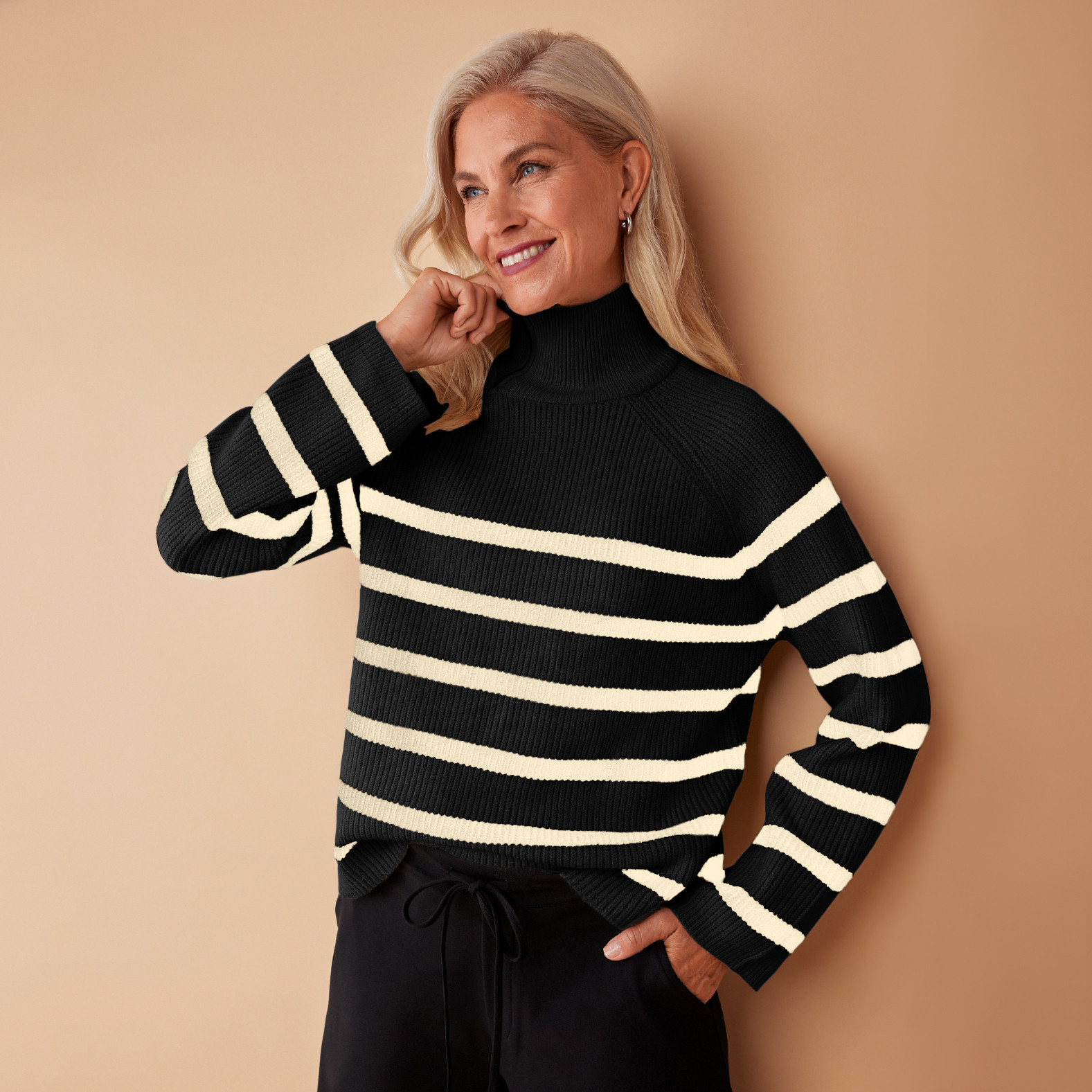 Mockneck Striped Sweater