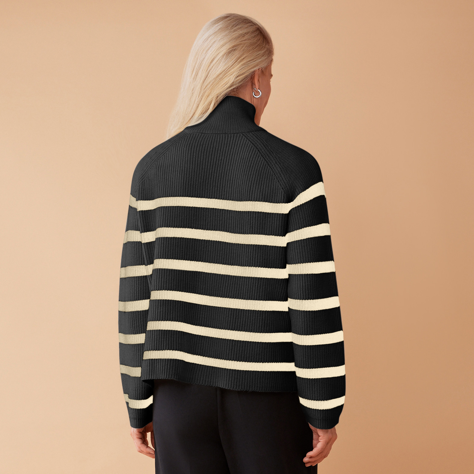 Mockneck Striped Sweater Back View