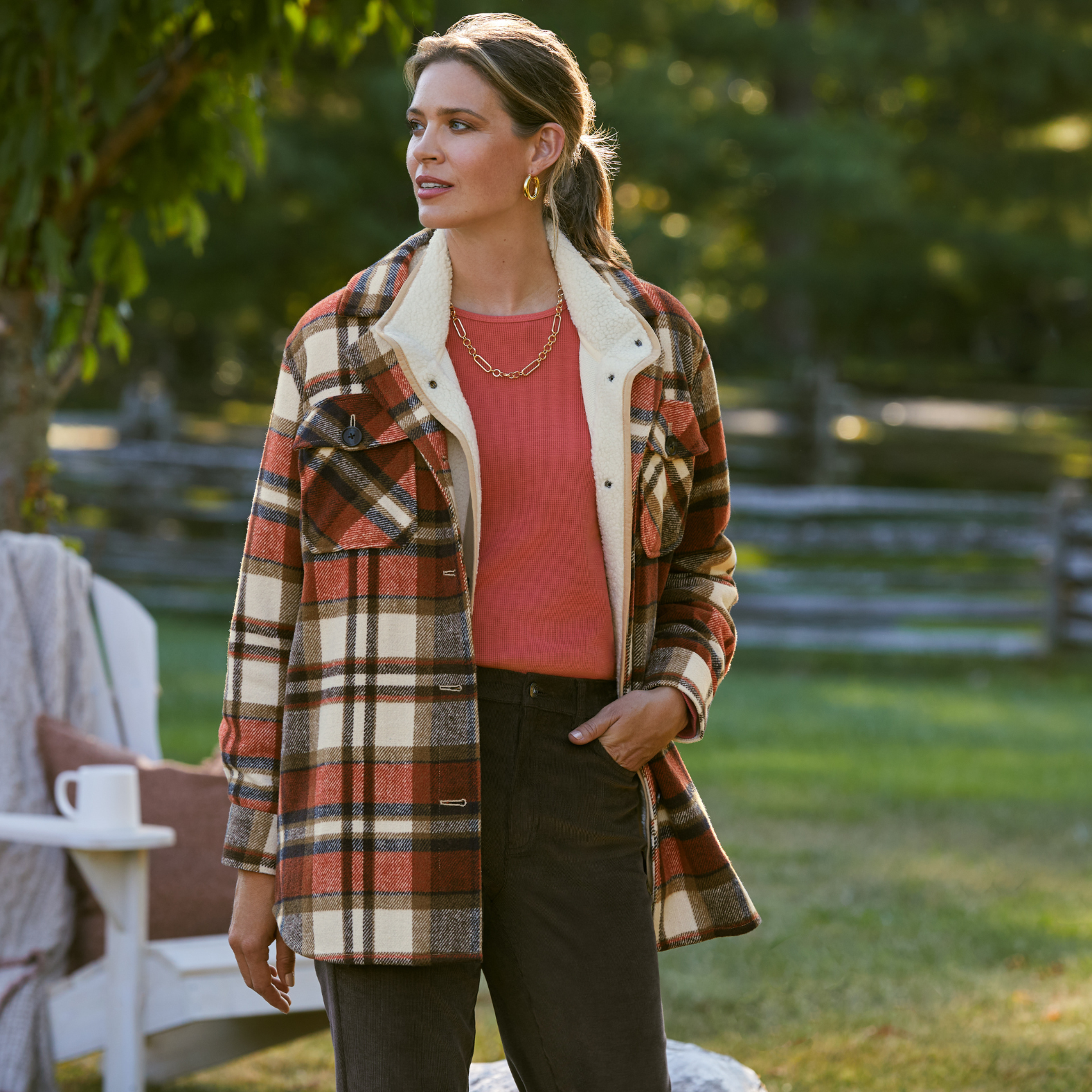 Women's Notched Collar Plaid Shacket