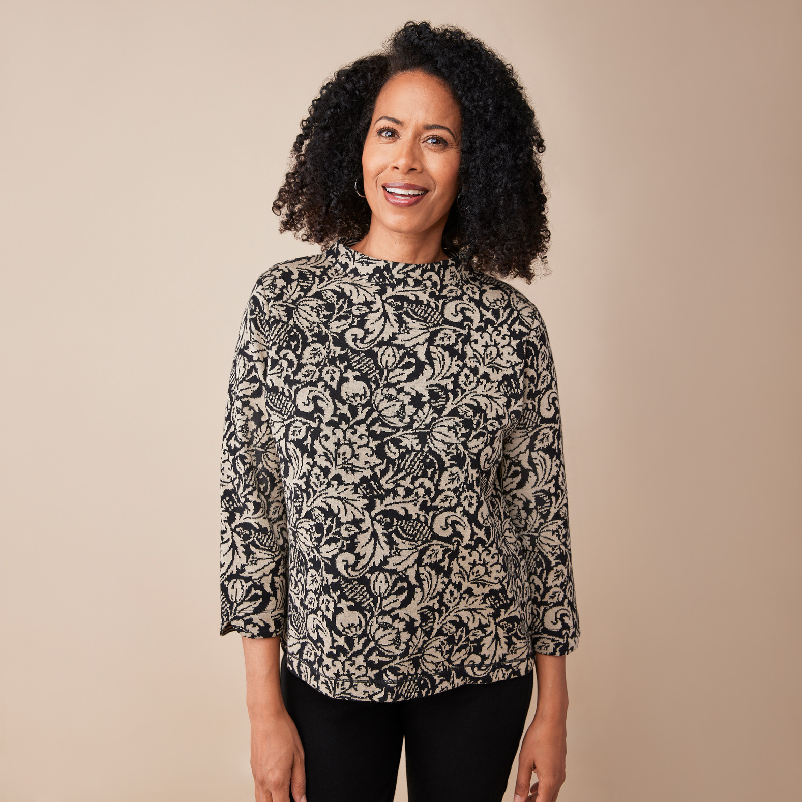 Petite - Floral Jacquard Sweater