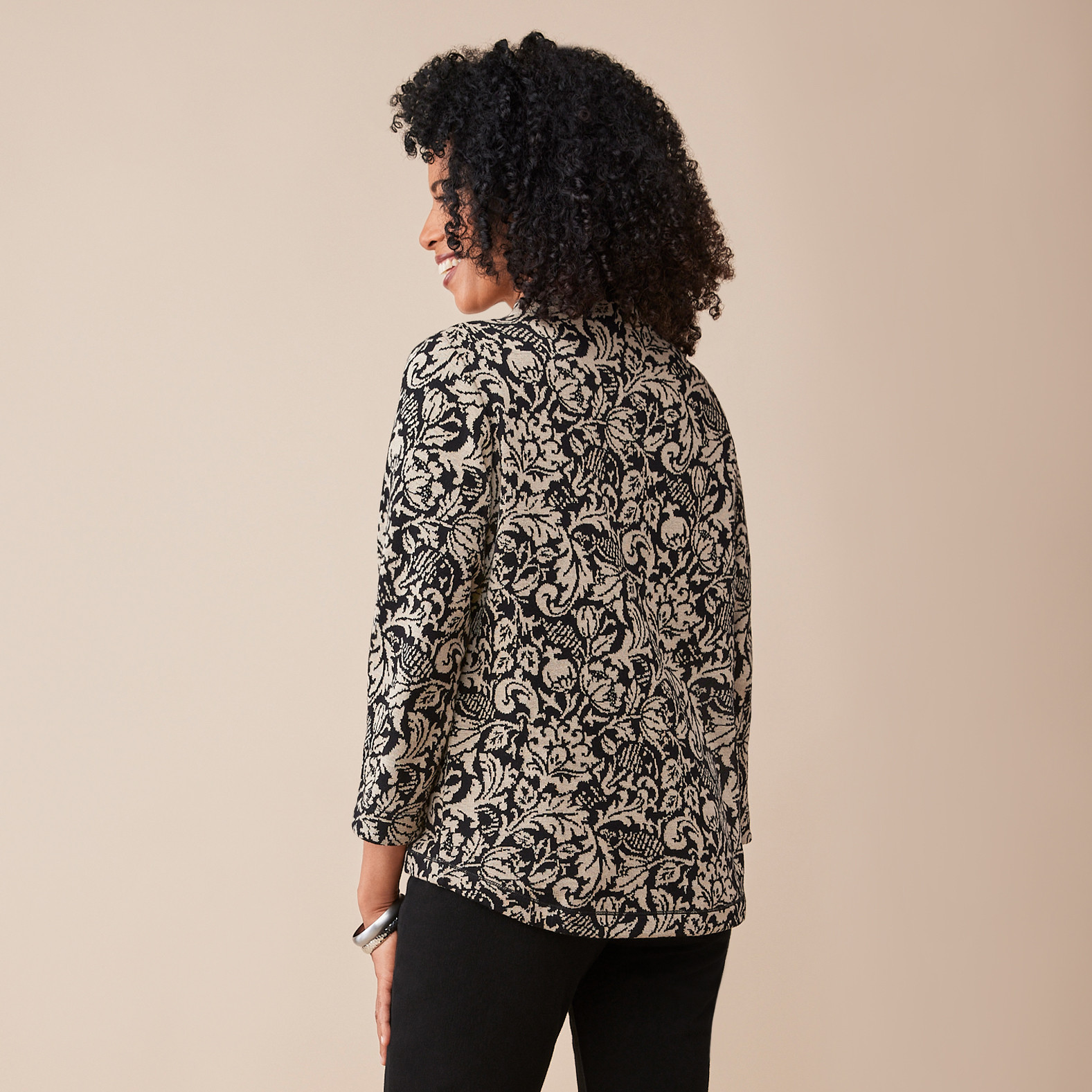 Petite - Floral Jacquard Sweater Back View