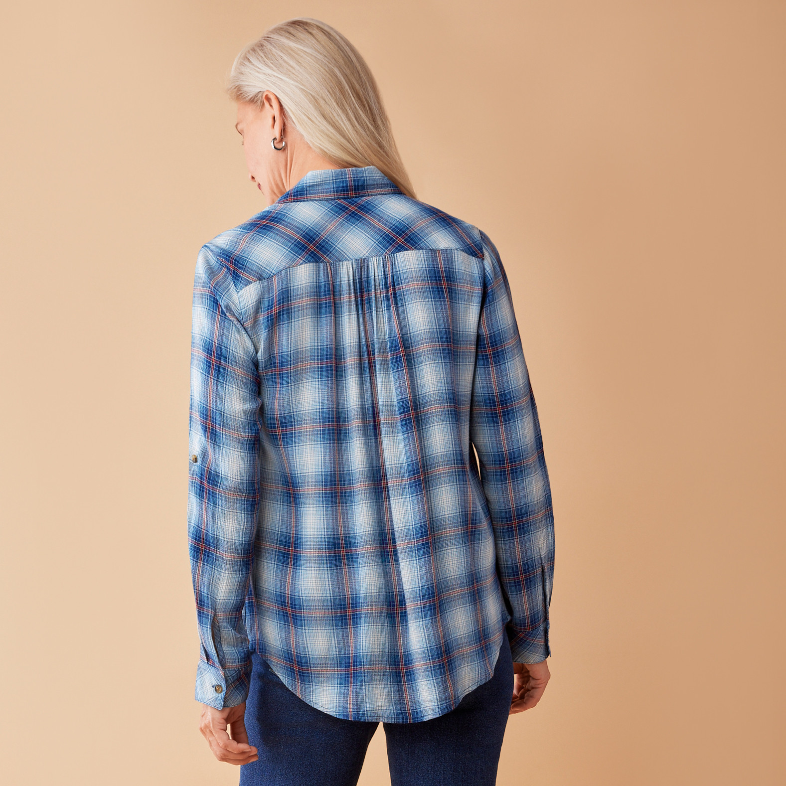 Plaid Button Down Shirt Back View