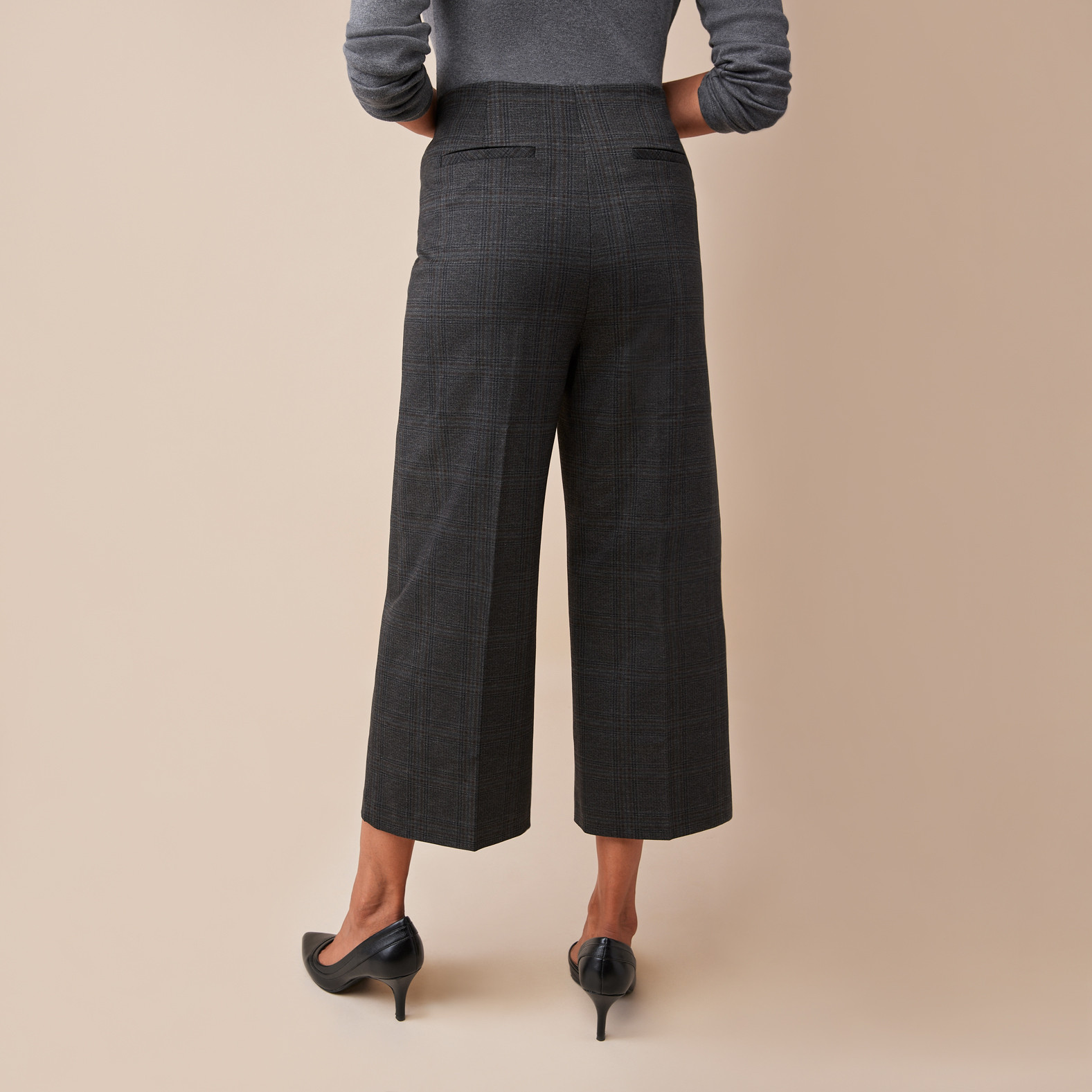 Plaid Wide Leg Crop Pant Back View
