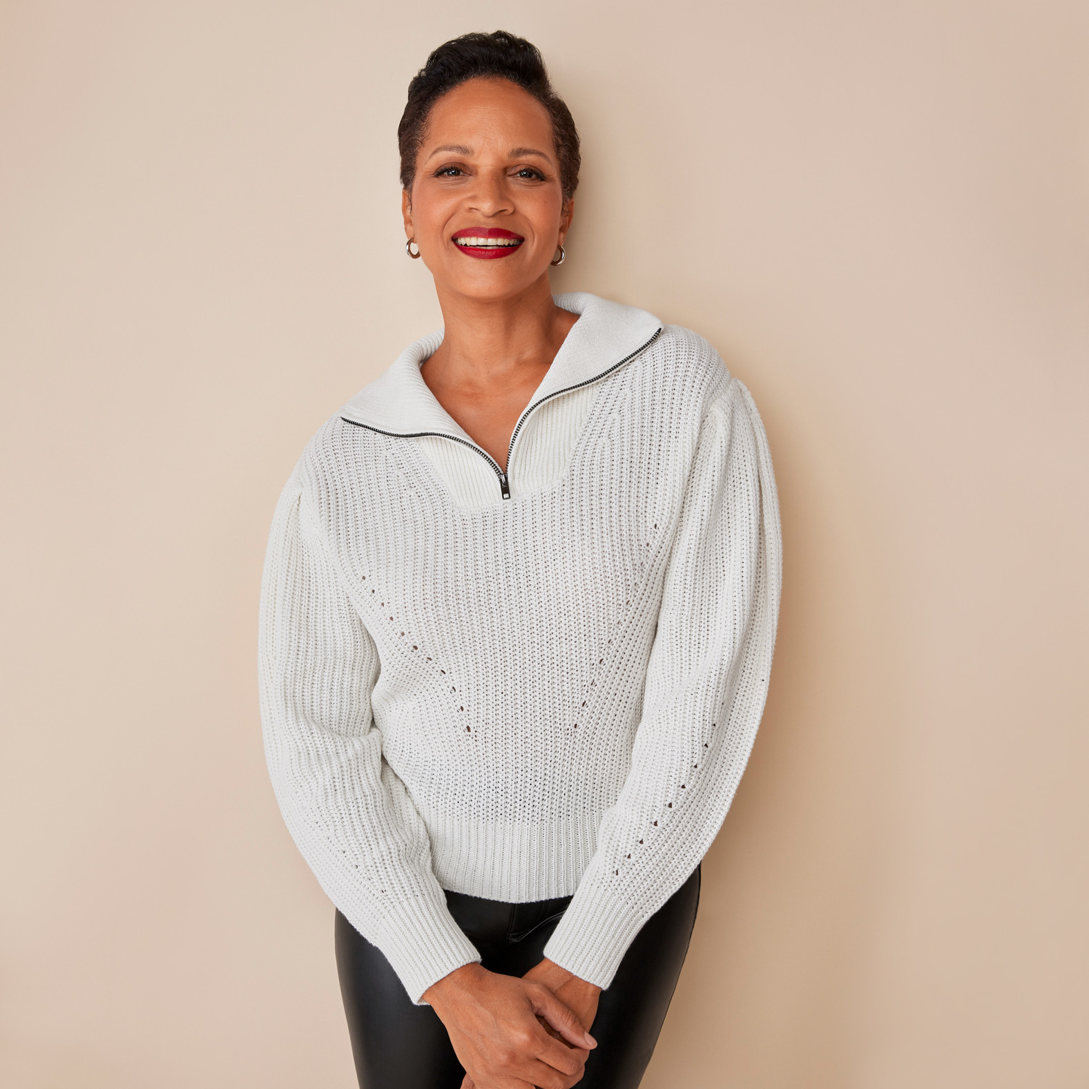Women's Quarter Zip Chunky Knit