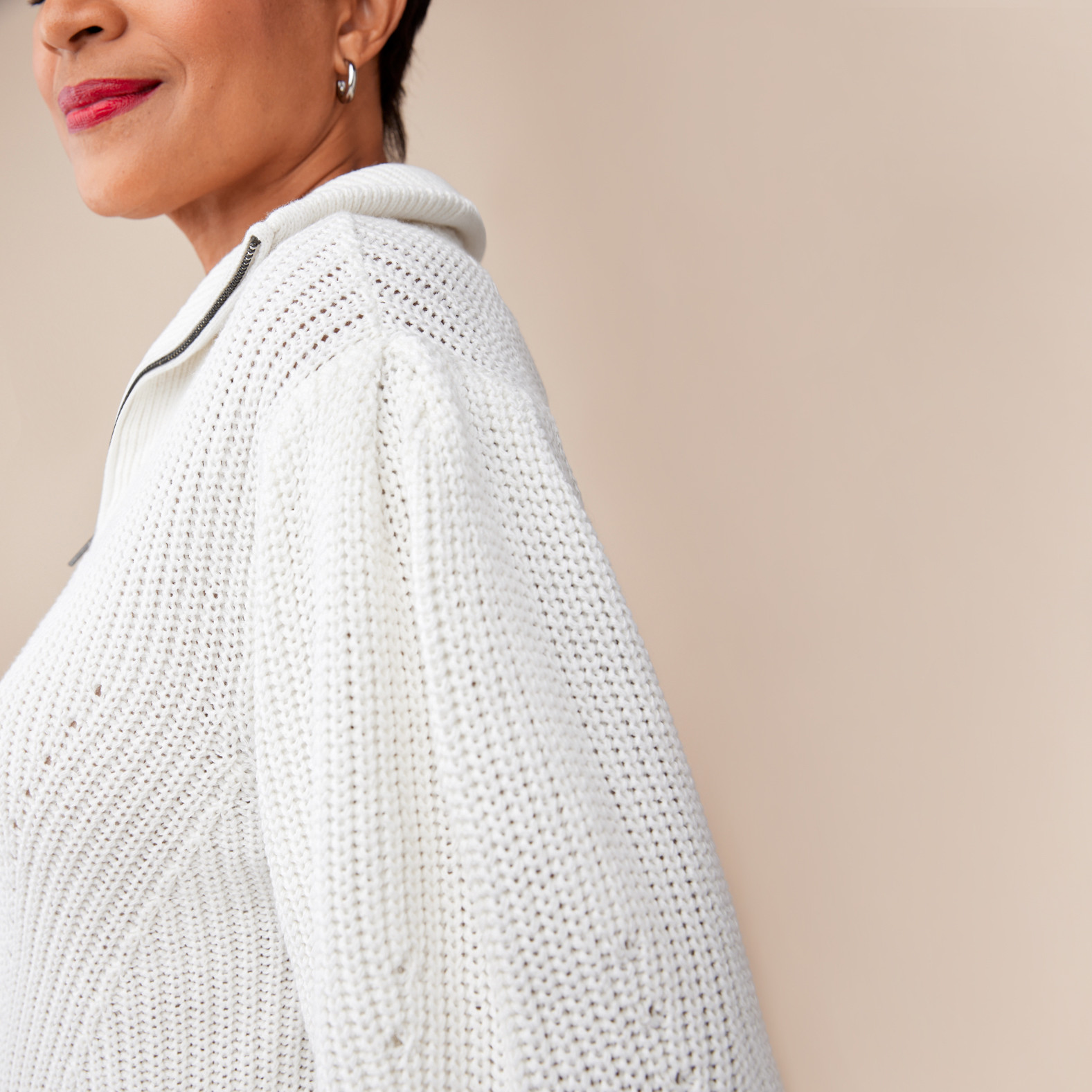 Quarter Zip Chunky Knit Close Up