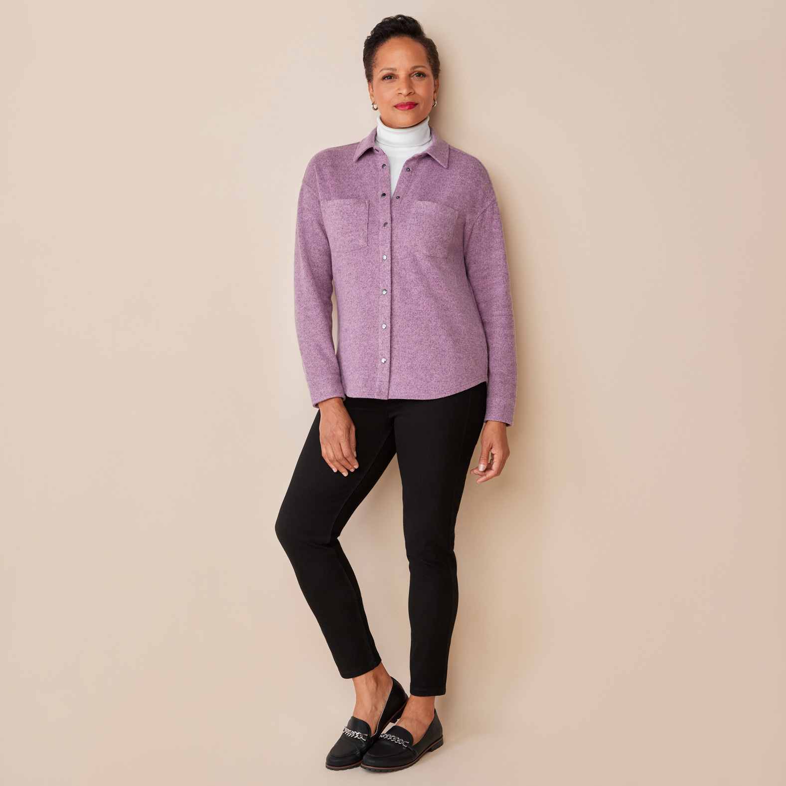 Snap Front Fleece Shirt Full Body Buttoned