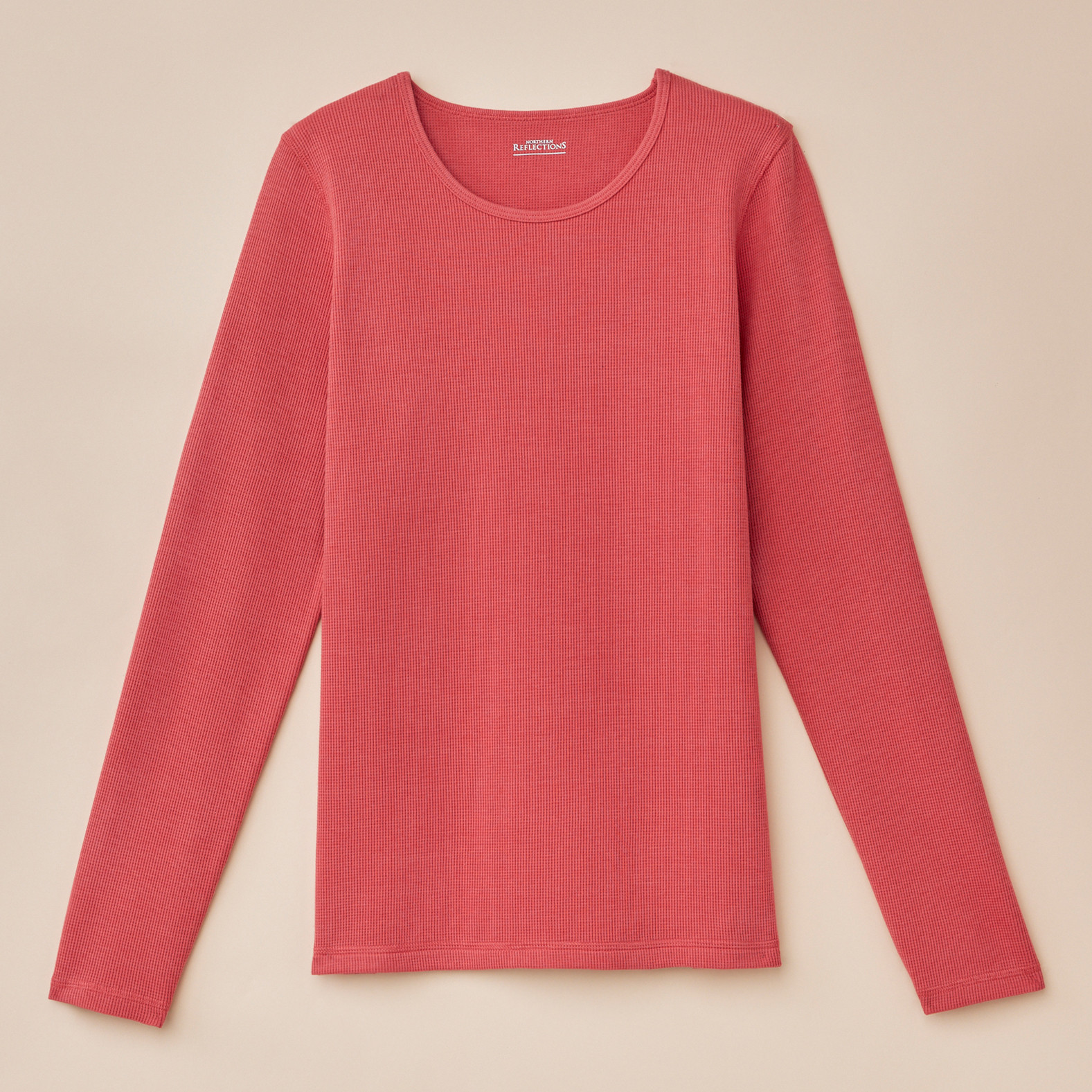 Solid Waffle Crewneck Top