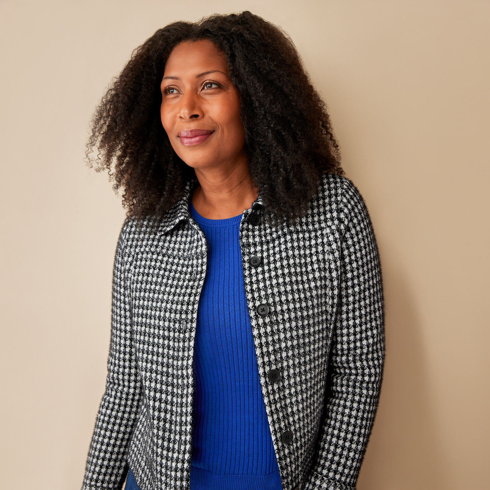 Check Pattern Jacket Half Body