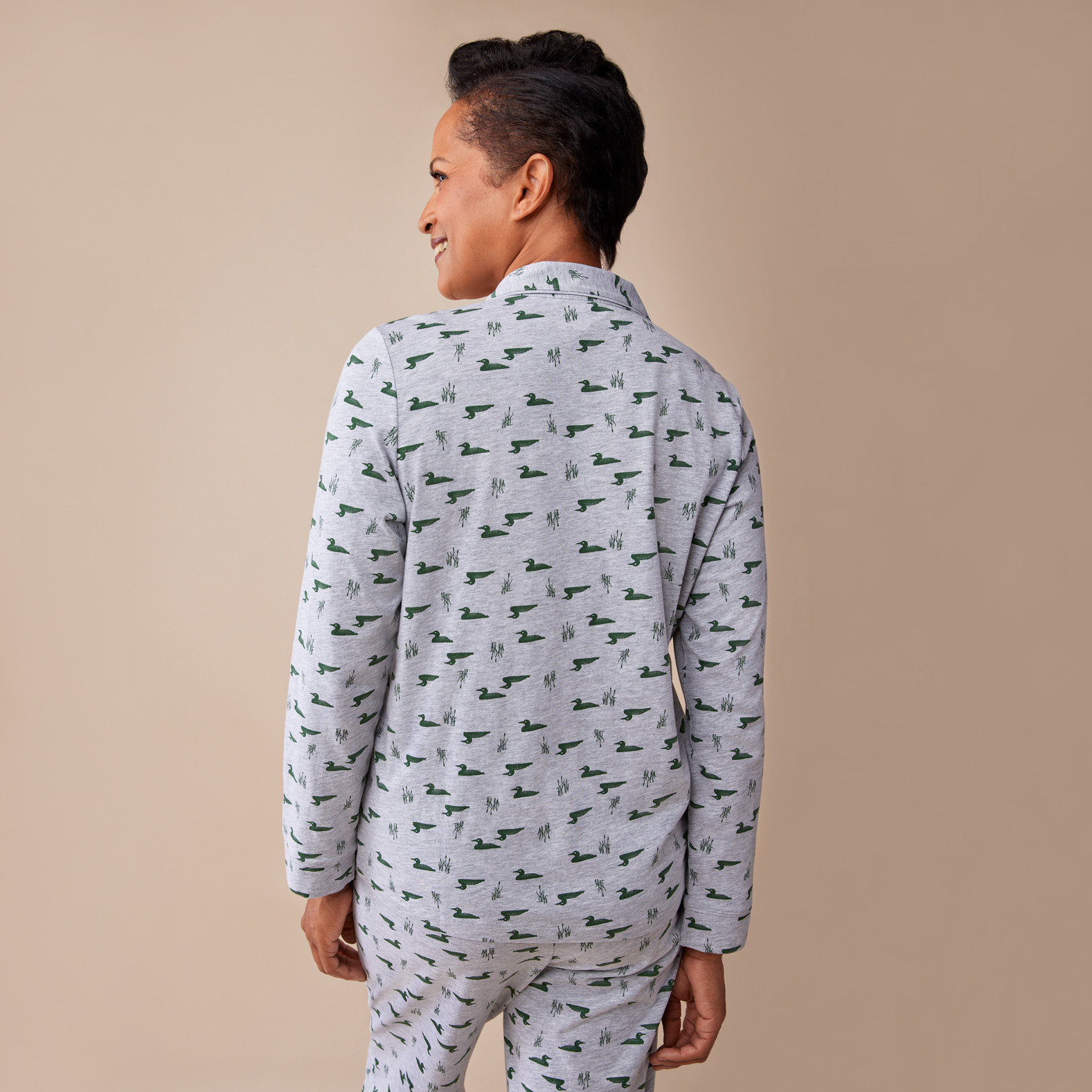 Collared Loon Print Pyjama Set- Back View