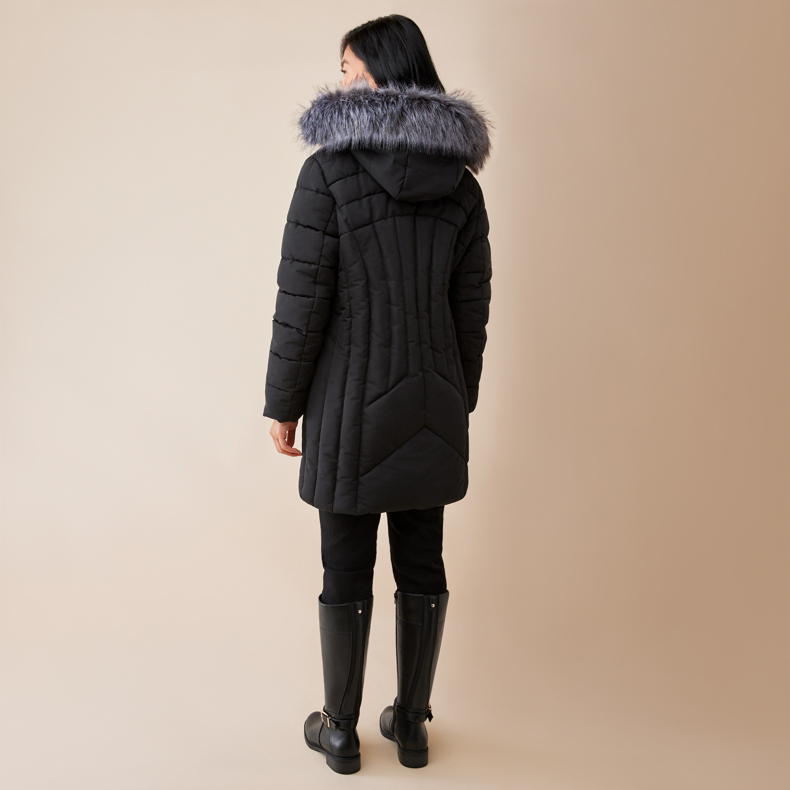 Quilted Puffer Winter Coat-Back View