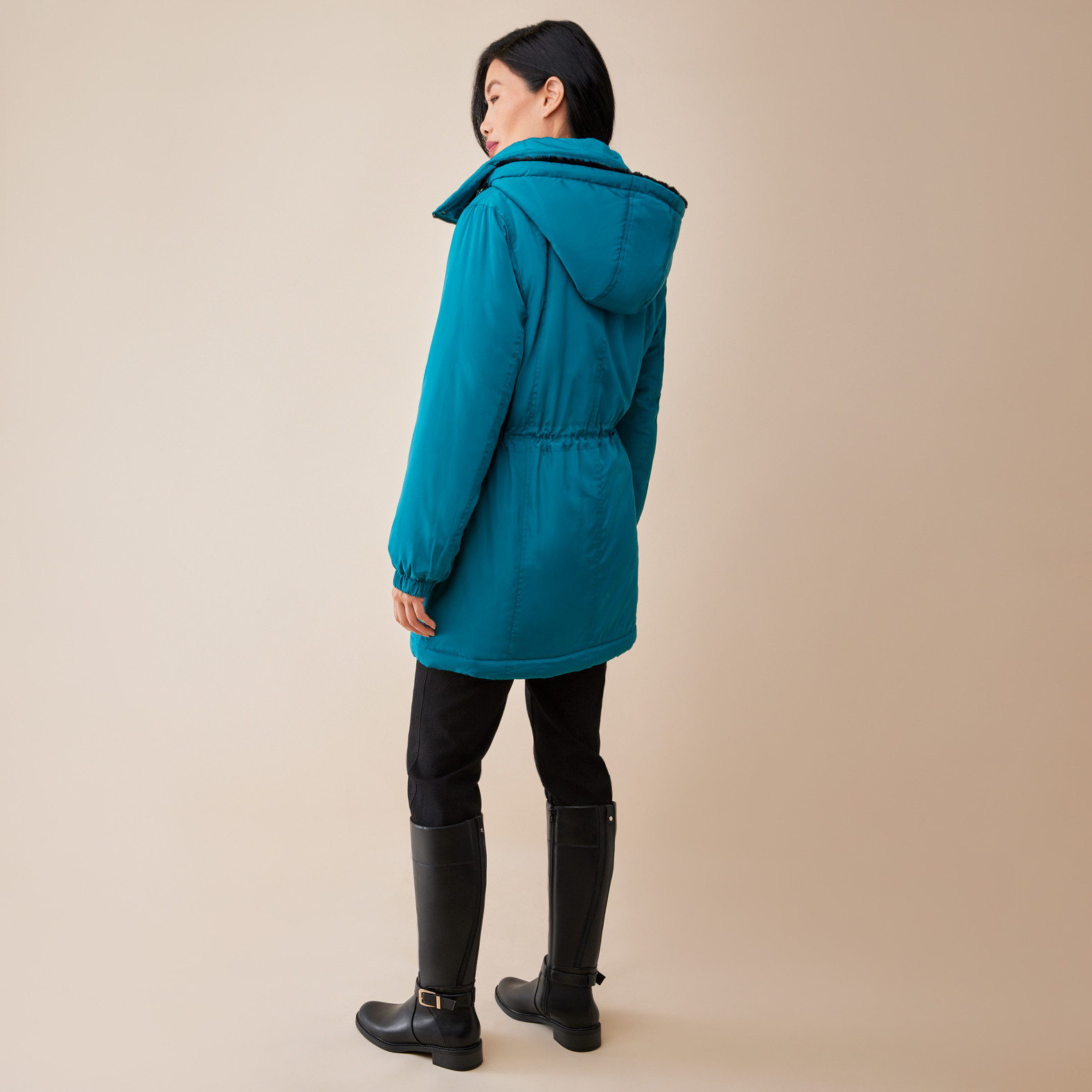 Cozy Quilted Winter Coat Back View
