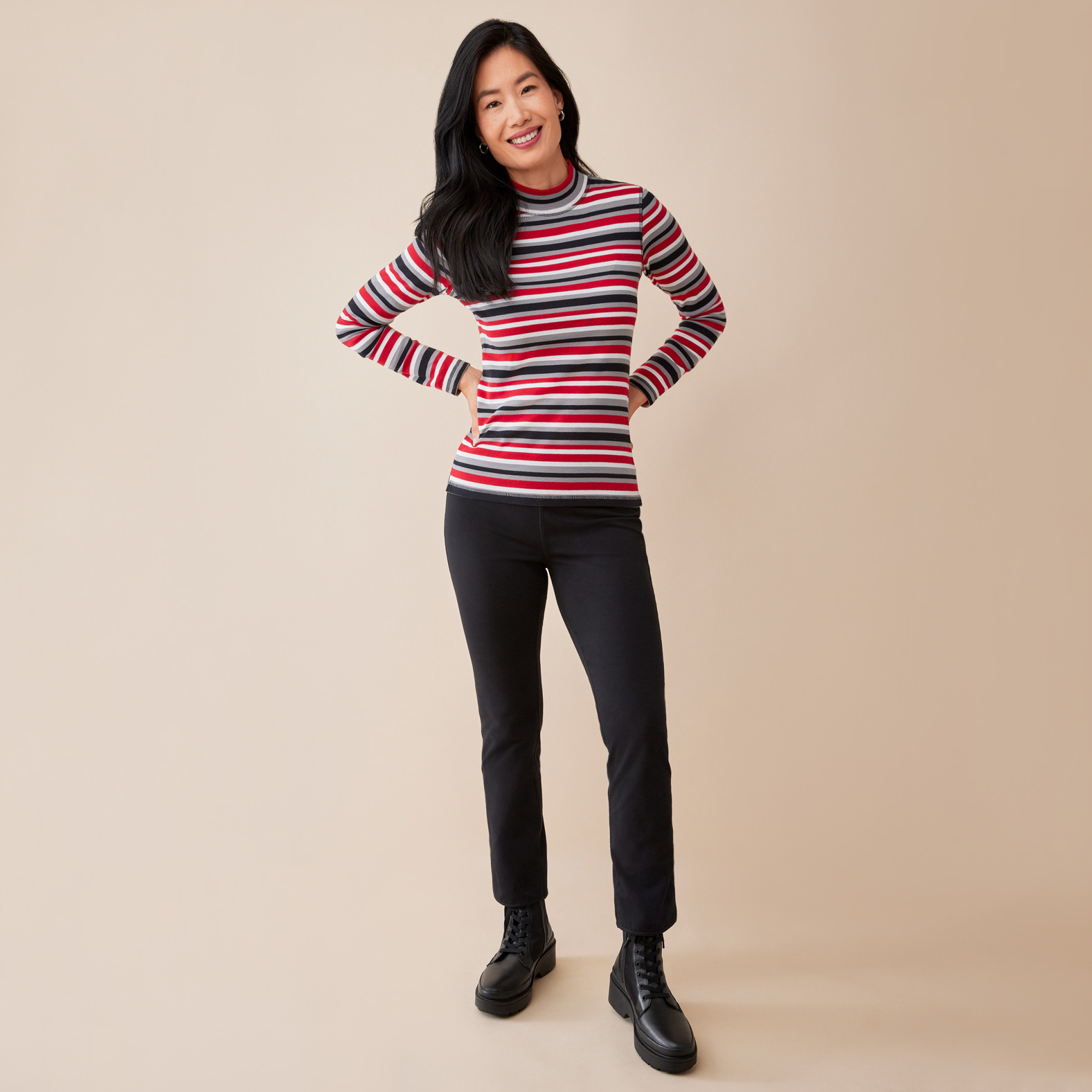 Everyday Fit Striped Mockneck Tee Full Body