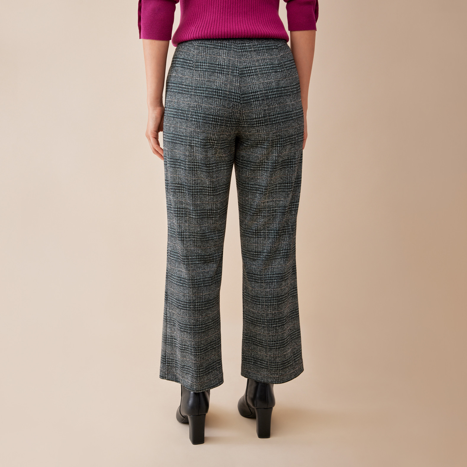 Flared Plaid Pant Back View