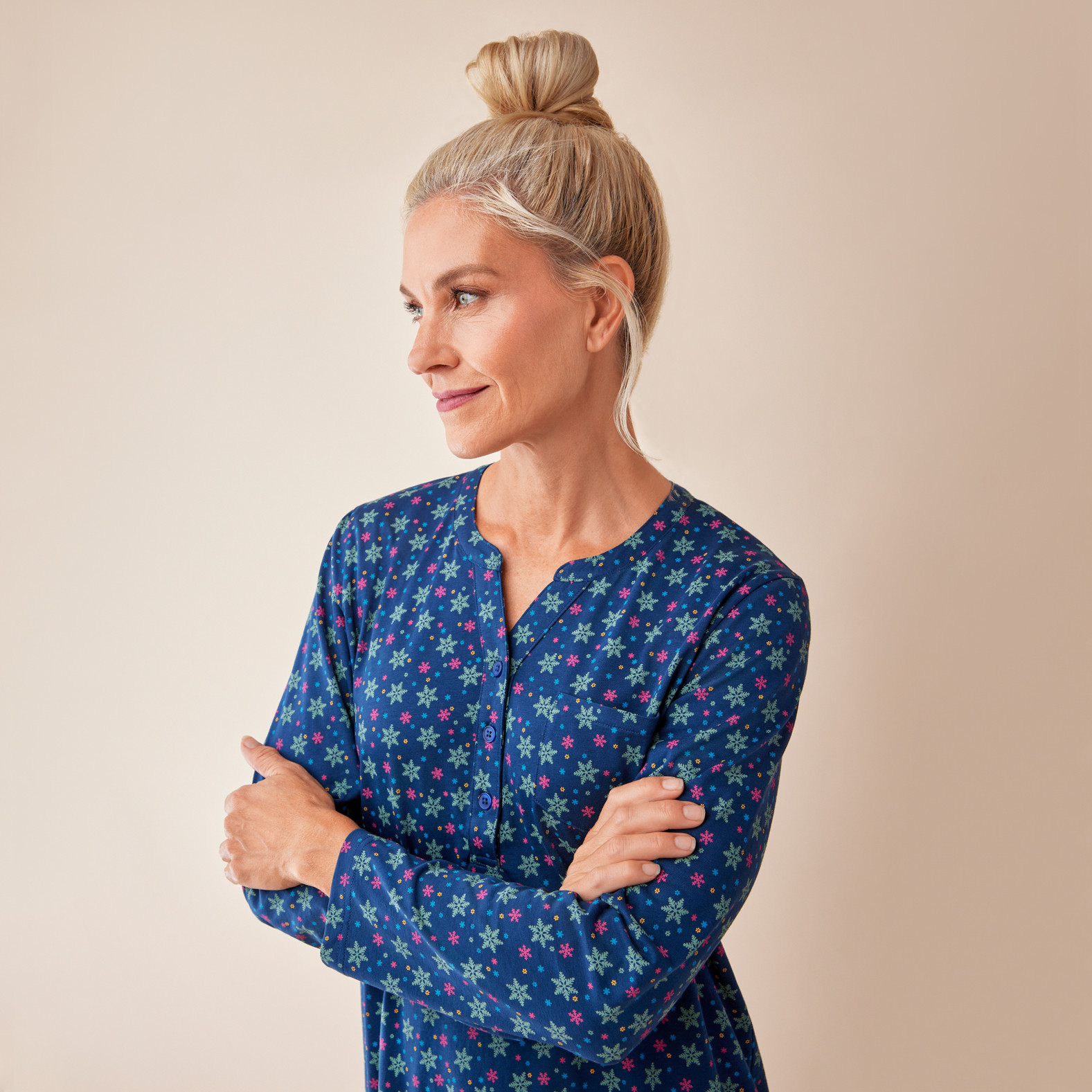 Multicoloured Snowflake Nightshirt - Close Up