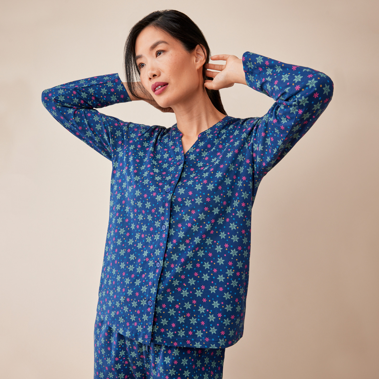 Multicoloured Snowflake Pyjama Set - Half Body
