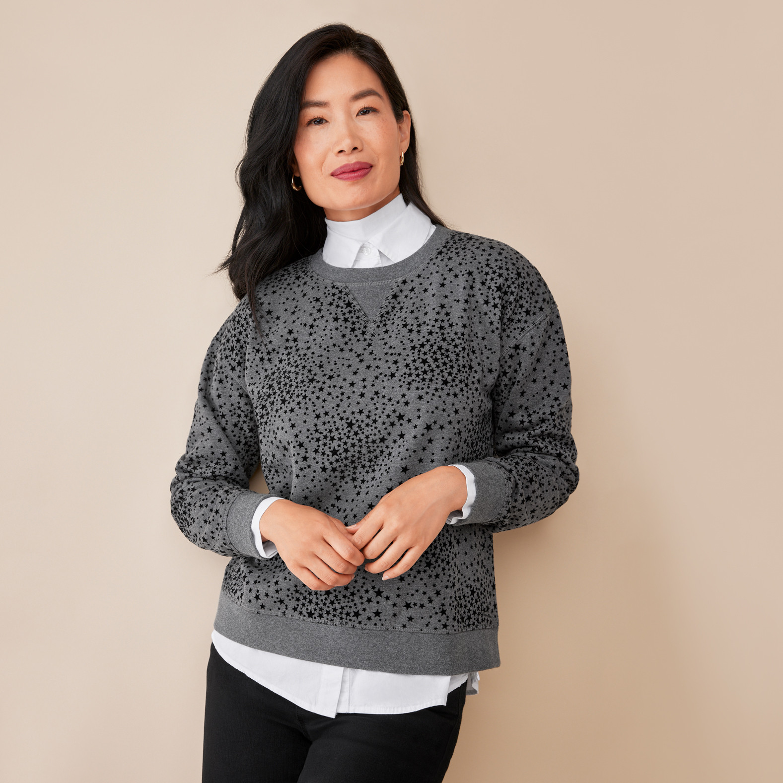 Star Crewneck Sweatshirt Half Body