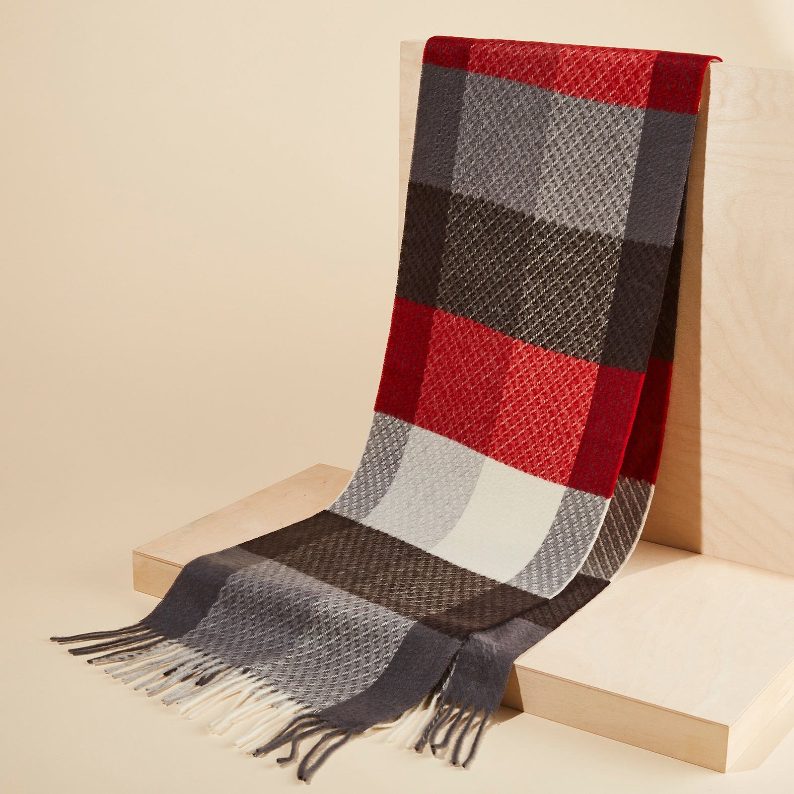 Cashmink Textured Plaid Scarf
