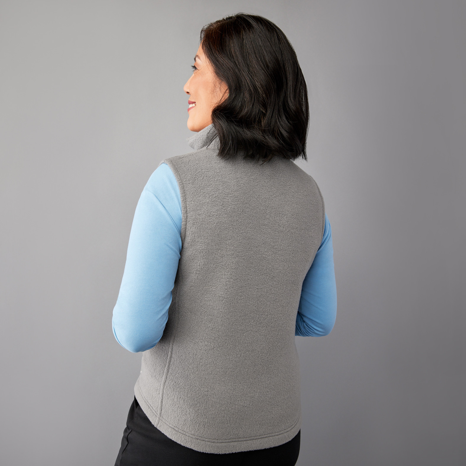 Bird Embroidery Fleece Vest Back View