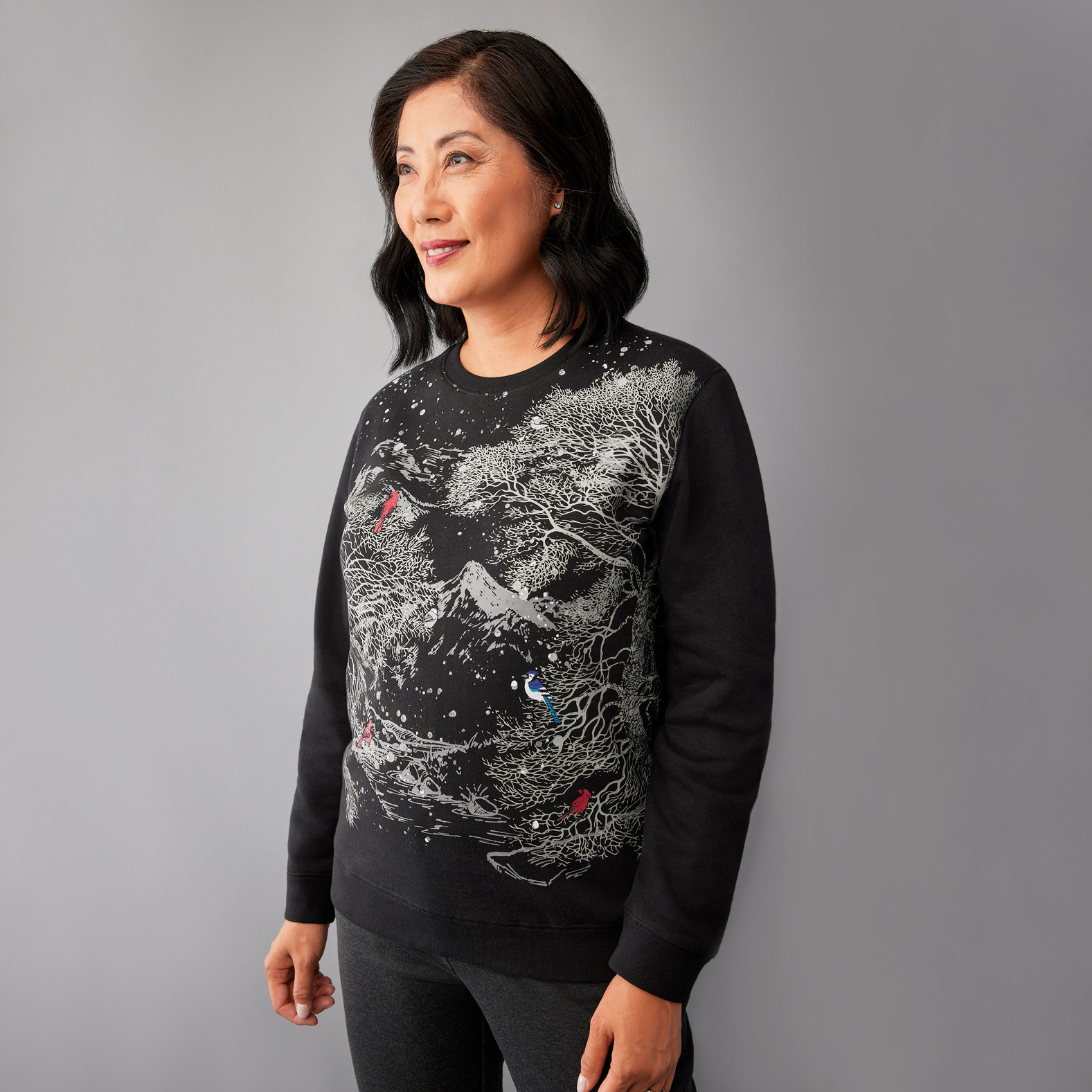 Black Scenic Crewneck Sweater