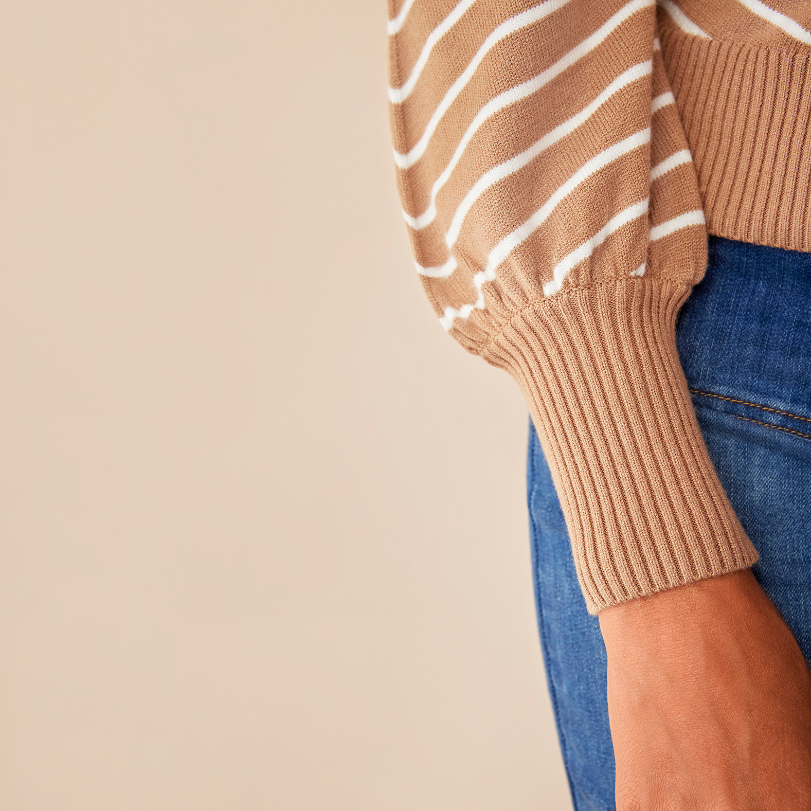 Chevron Stripe Mockneck Sweater Close Up