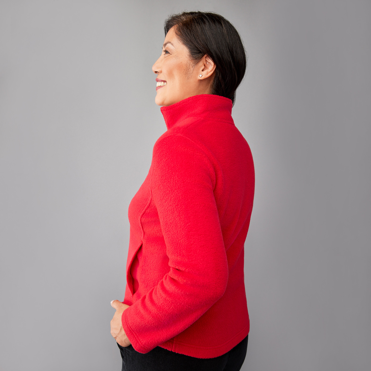 Petite - Embroidered Fleece Jacket Back View