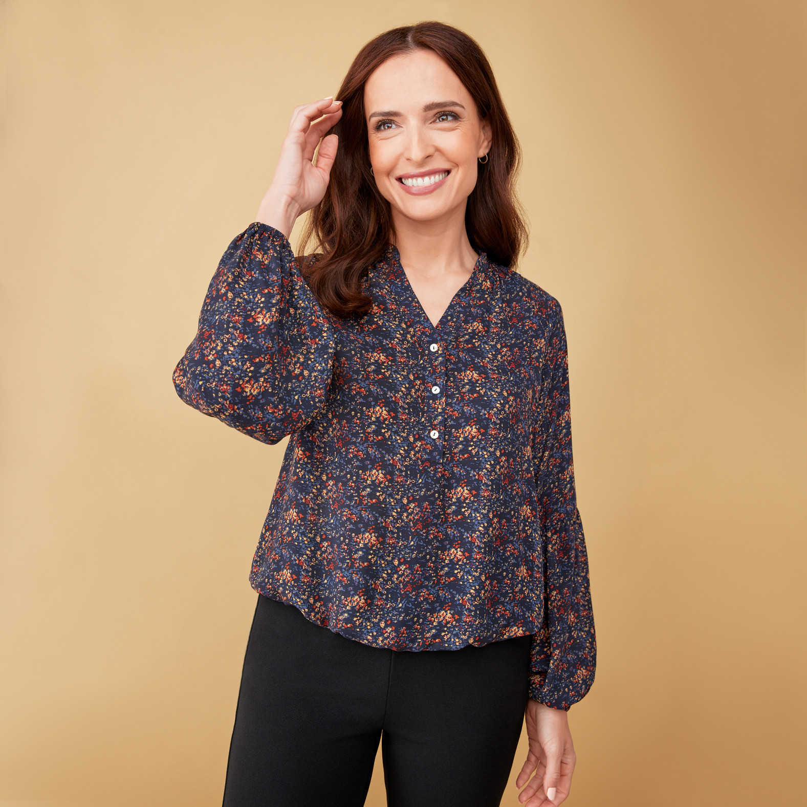 Puff Sleeve Vneck Blouse