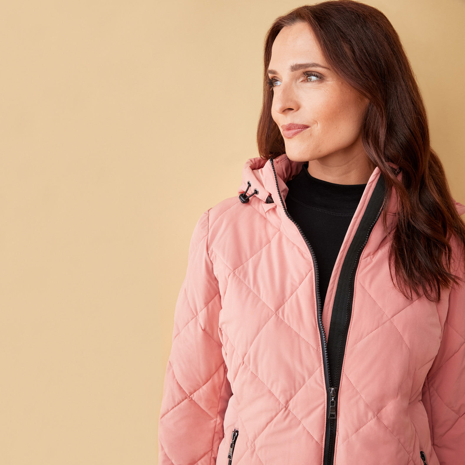 Explorer Diamond Quilted Winter Jacket Half Body - Terracotta Orange