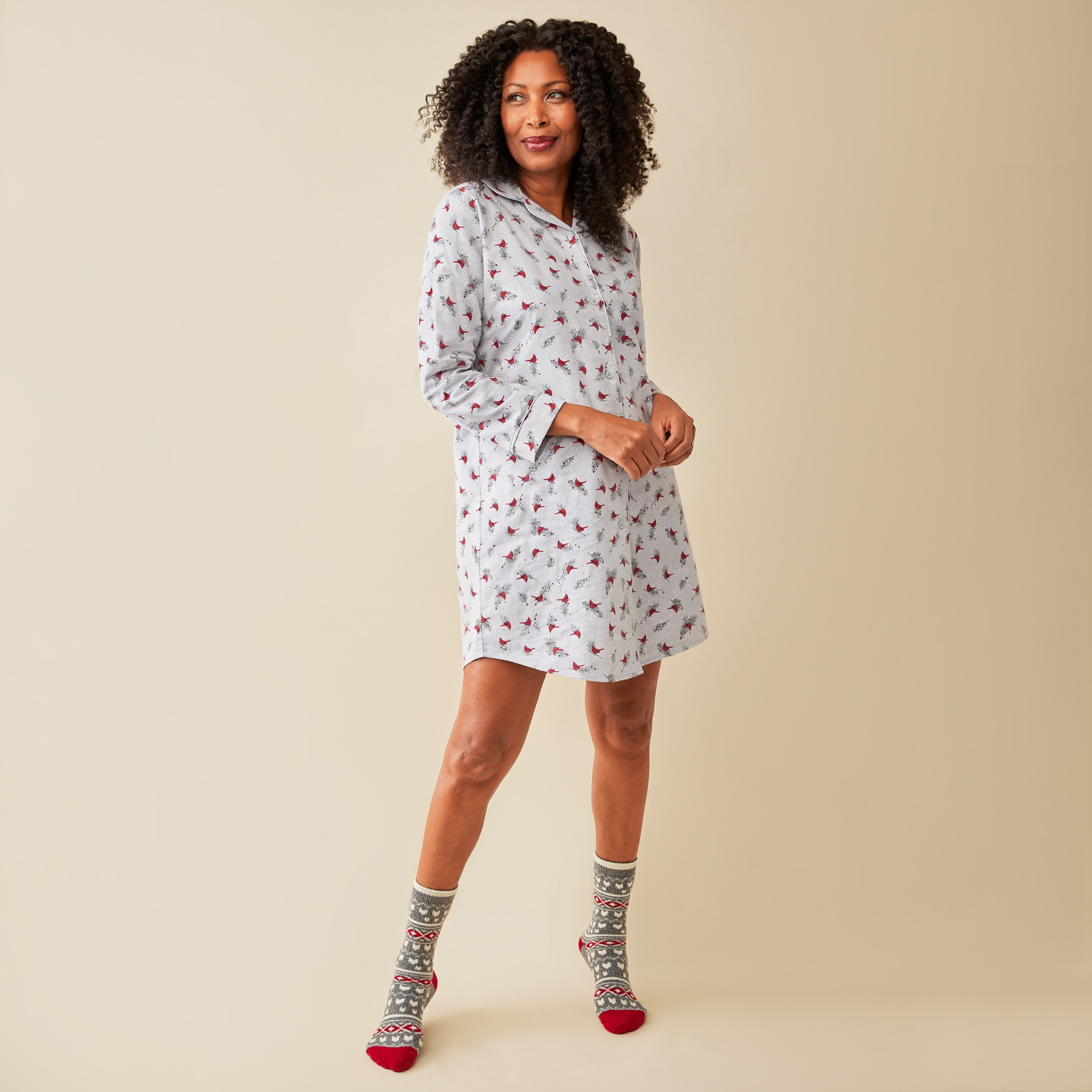 Cardinal Flannel Nightshirt - Full Body