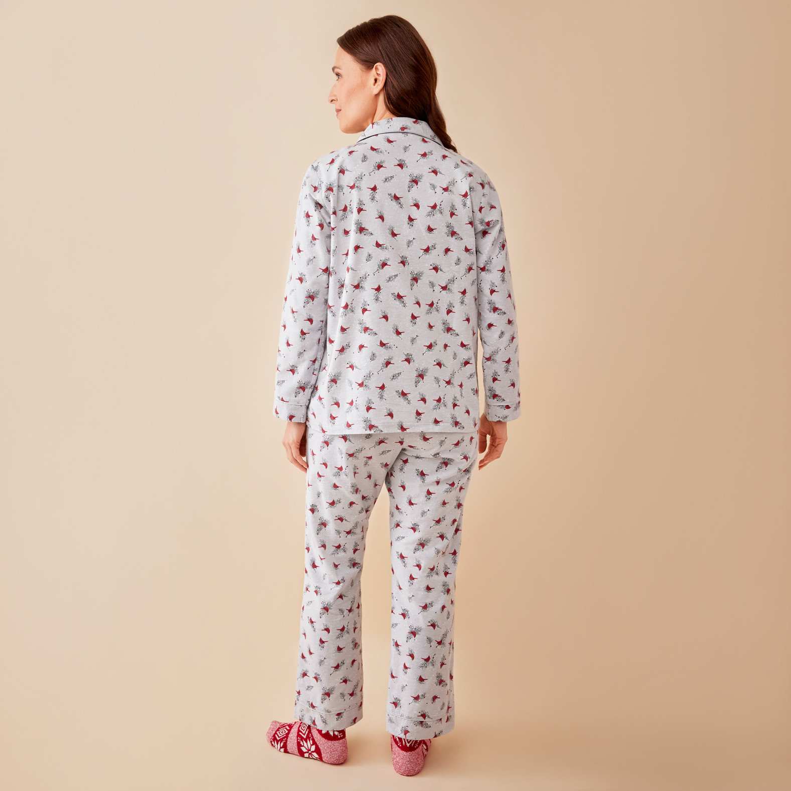 Cardinal Print Flannel Pyjamas Back View