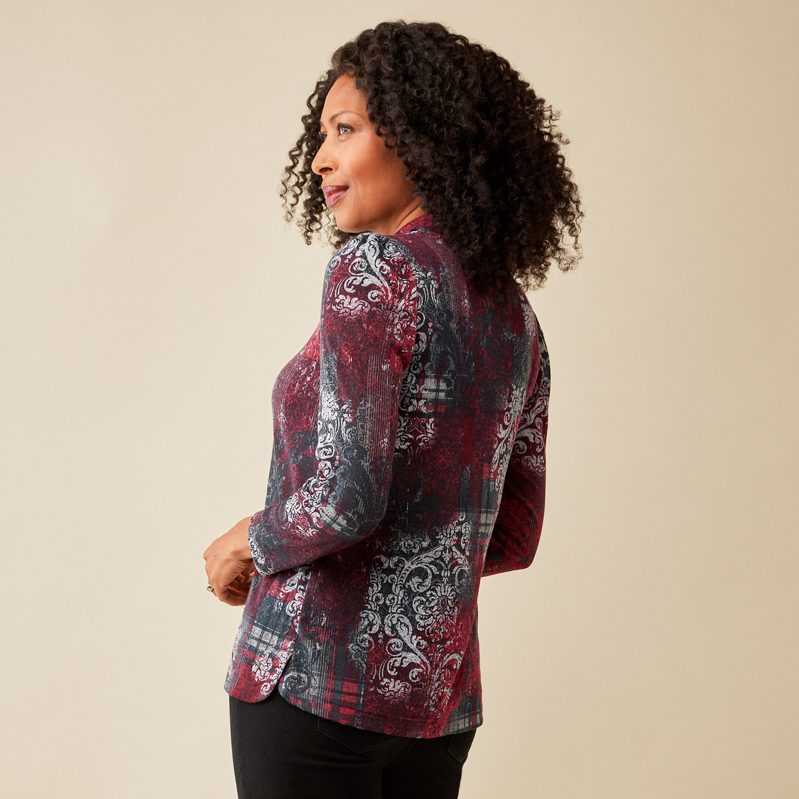 Cowl Neck Split Hem Top Back View